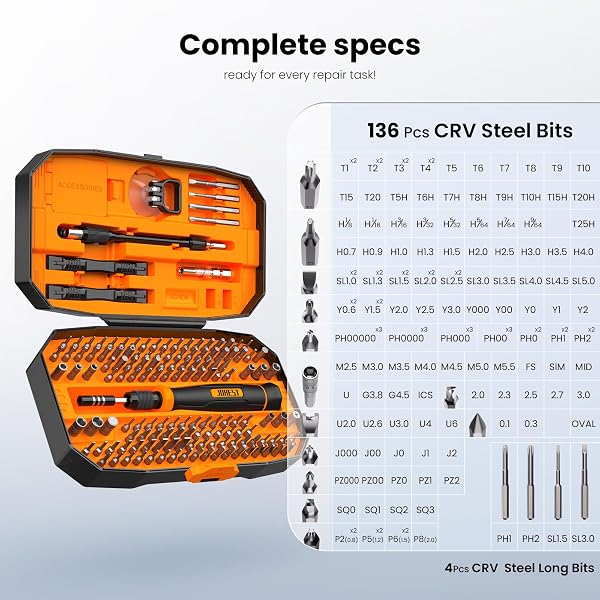 JOREST 152 en 1 set de Destornilladores de Precisión Magnéticos Profesionales, Kit de Reparación Portátil con Torx Triwing Bits para Macbook, PC,Switch, PS5, Gafas, Relojes, Laptop, Xbox - 3