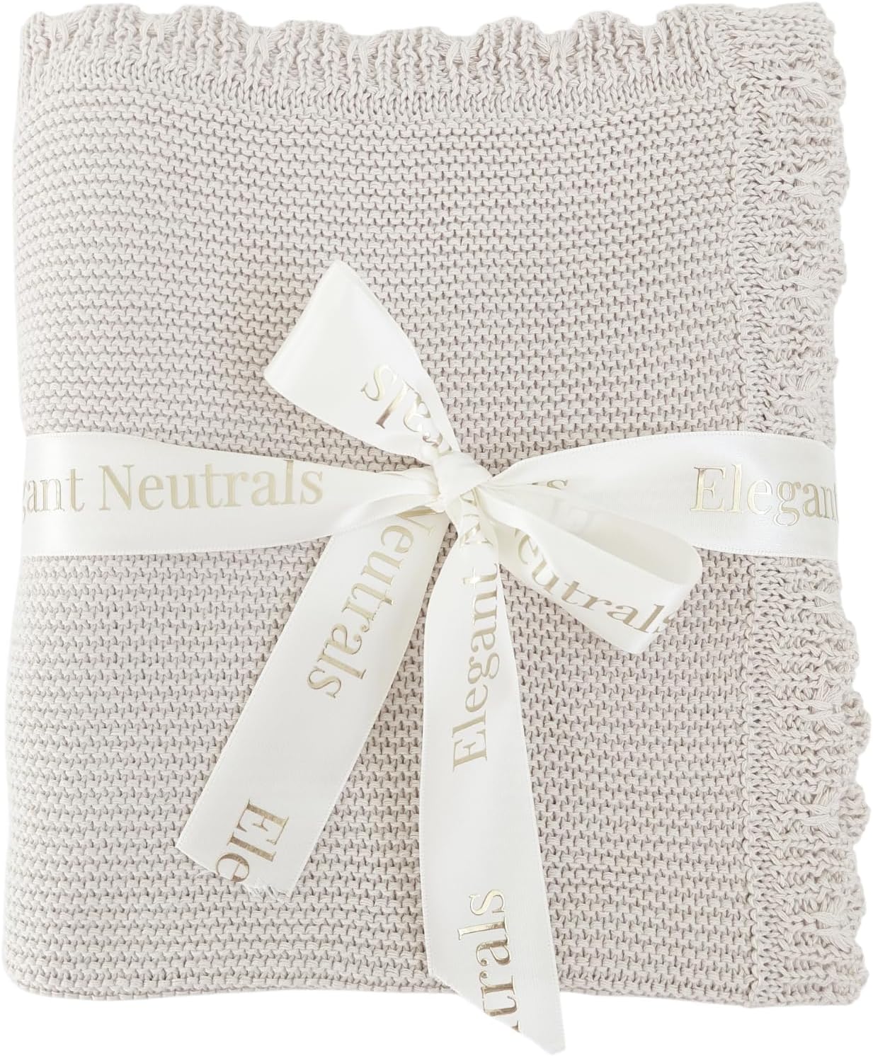 100% Cotton Knit Baby Blanket, Baby Knits, 100cm×60cm, Elegant and Nuetral Very Soft Cotton Blanket, 0-12 Months Baby, Oat.