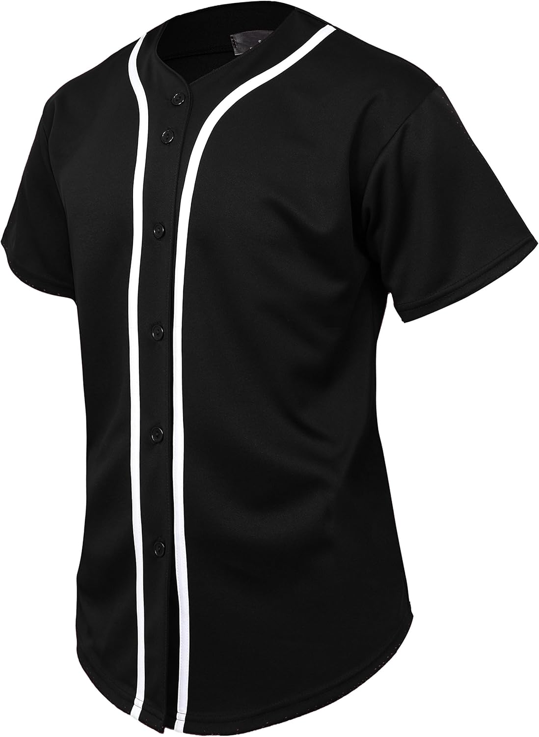 Hat and Beyond Mens Baseball Jersey Button Down T Shirts Hipster Plain Hip Hop (3X-Large,1UPA0001 Black/White) - Image 2