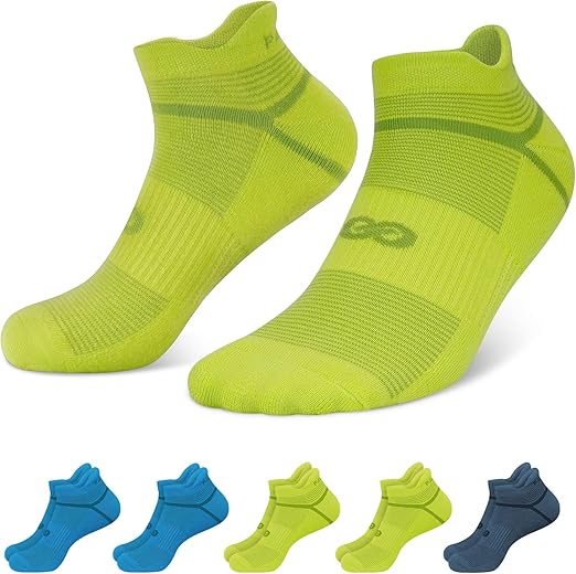 PAPLUS Running Athletic Ankle Socks-5 Pairs, Cushioned Low Cut Anti-Blister Sports Socks for Men Women, Hiking, Walking