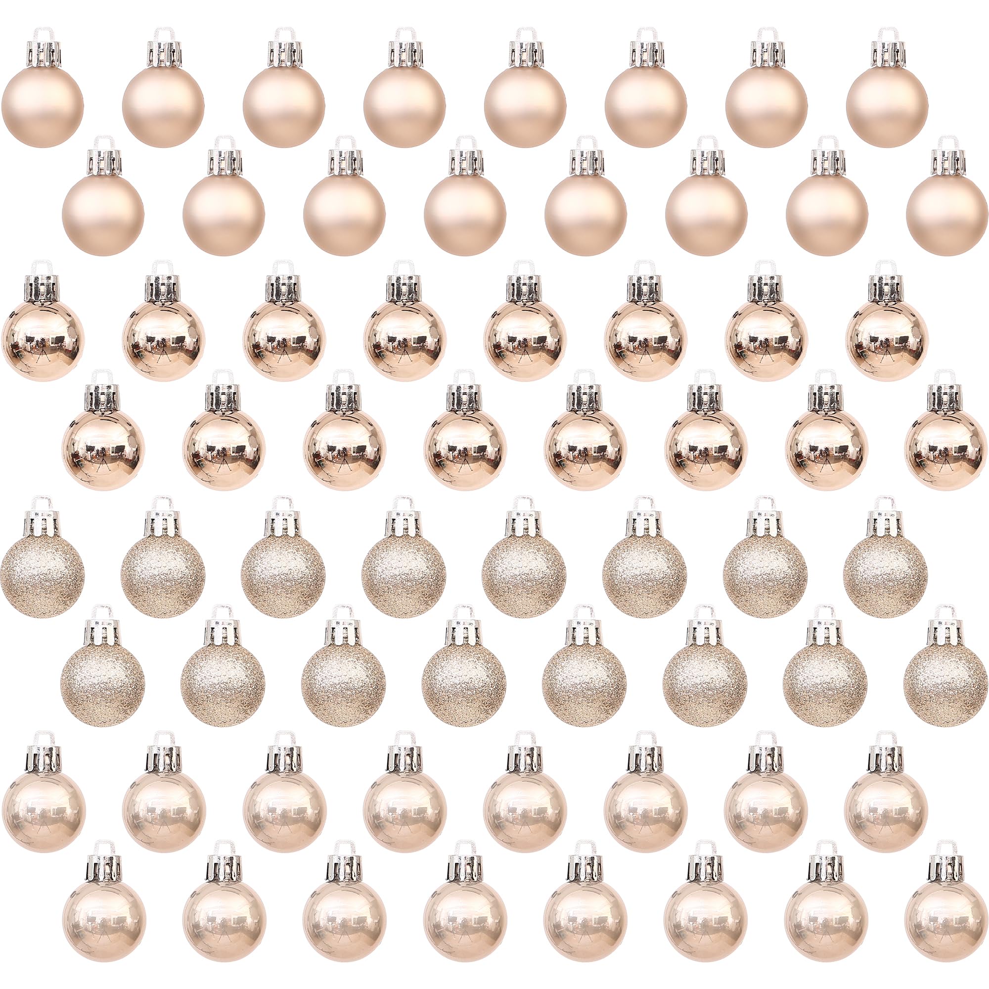 Sea Team Confezione da 64 ornamenti/palline di Natale con cordini, 25 mm/0,98" piccole dimensioni, palline di Natale in plastica infrangibile, decorazione da appendere per albero di Natale, matrimonio