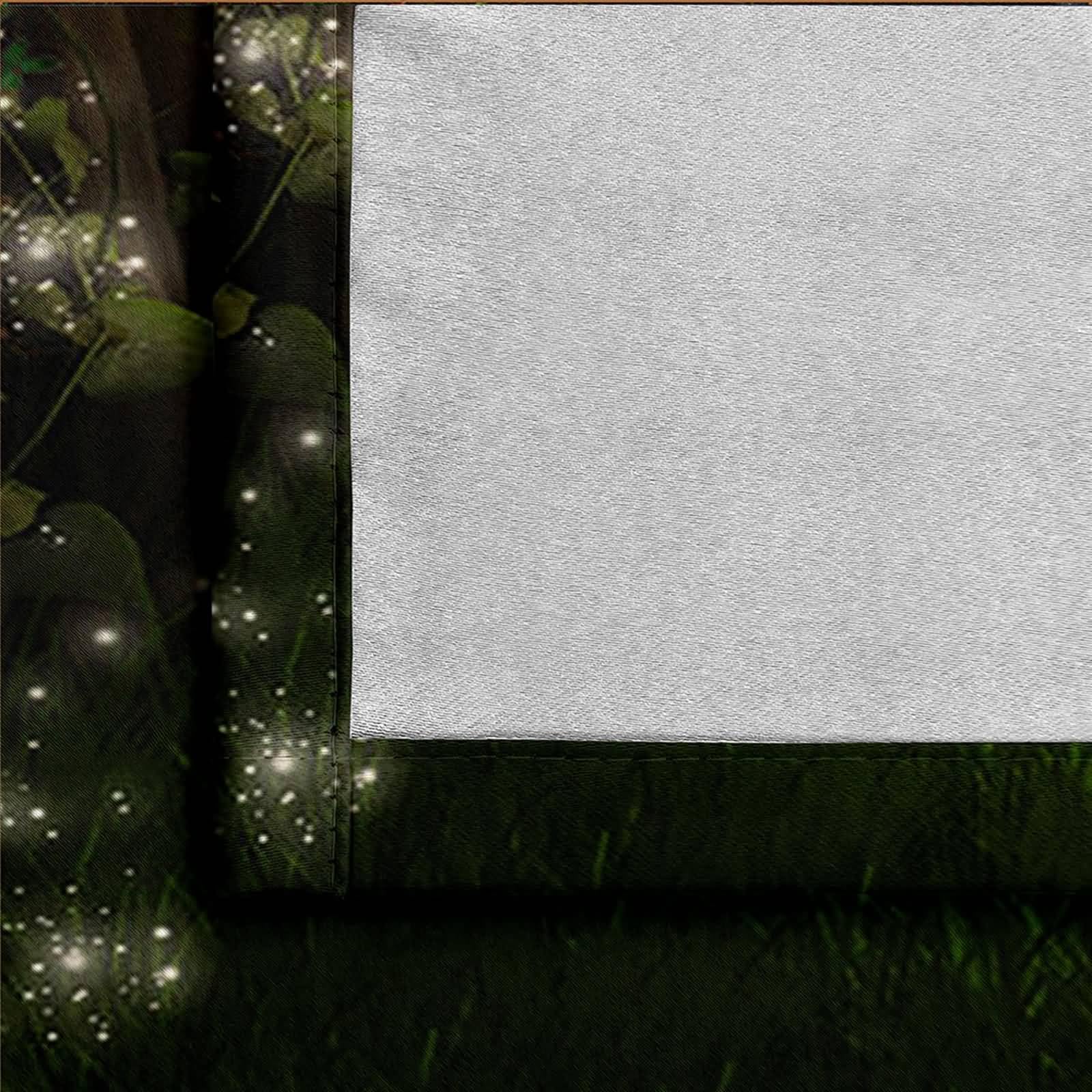 Thermovorhang Kälteschutz, 132x274cm Grün Braun Fantasiebäume Tür und See Sommer Vorhang Blickdicht mit Ösen Thermovorhang Kälteschutz Vorhänge Wohnzimmer Schlafzimmer Wärmeisolierend