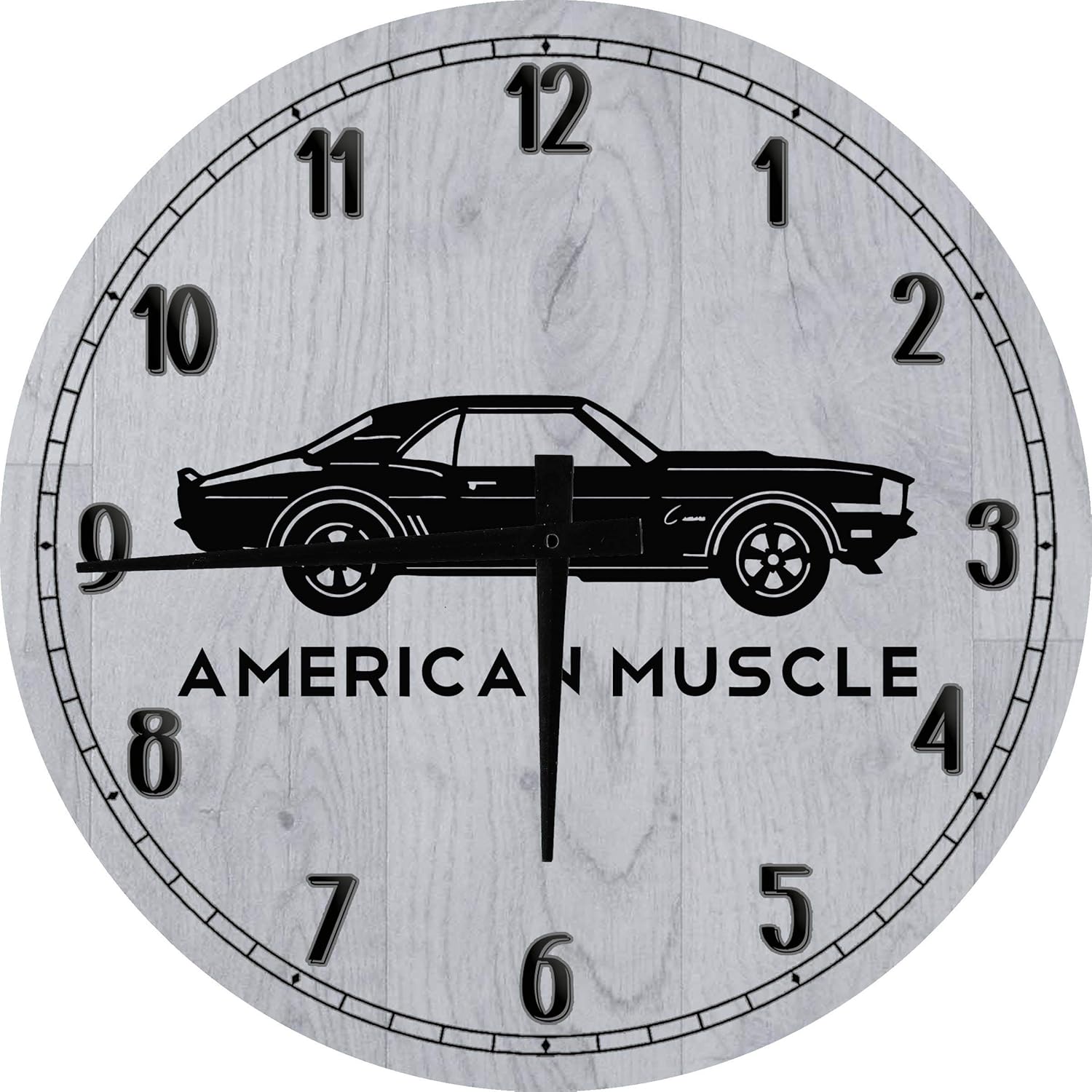 Wood Wall Clock American Muscle Racing Camaro SS 60's 70's Rally Sports Car Large Round Wood Wall Clock Decor Small 10 Inch Gray Wall Art