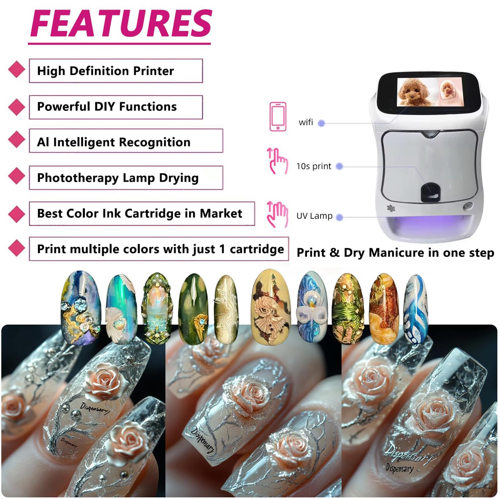 Amazon.com: Nail Printer Digital Nail Art Machine,Automatic 3D