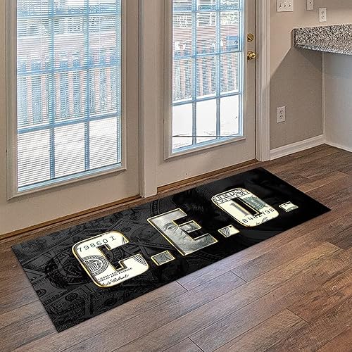 Miniatura 9 de GUBIYU Money Rug - Alfombra negra de 100 dólares con respaldo antideslizante, 23.6 x 35.4 pulgadas