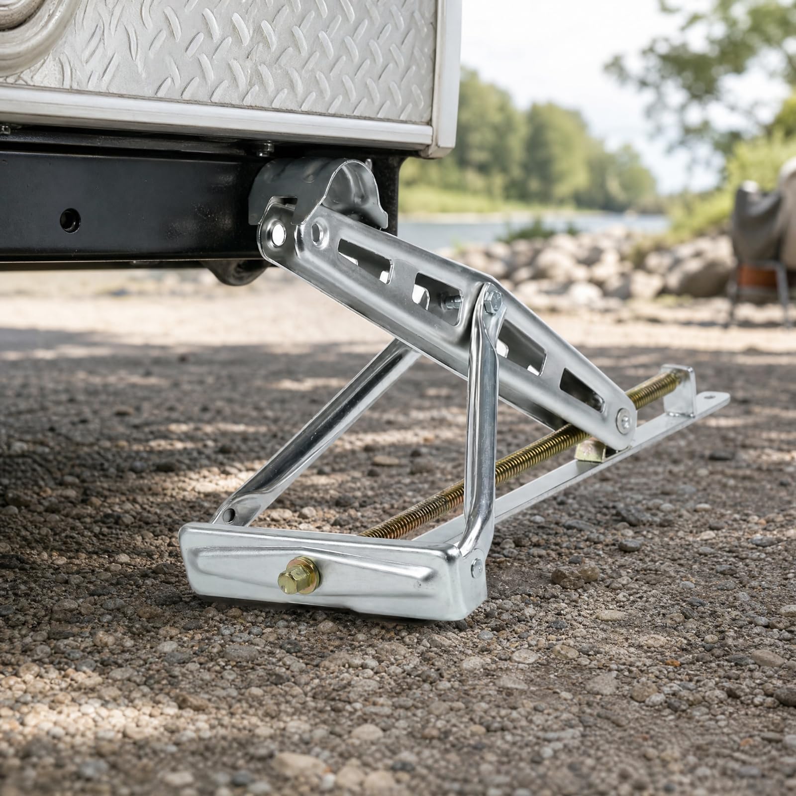 Piedino Stabilizzatore per Rimorchio con Manovella Supporto per Roulotte con Base Ampia per Terreni Diversi in Campeggio