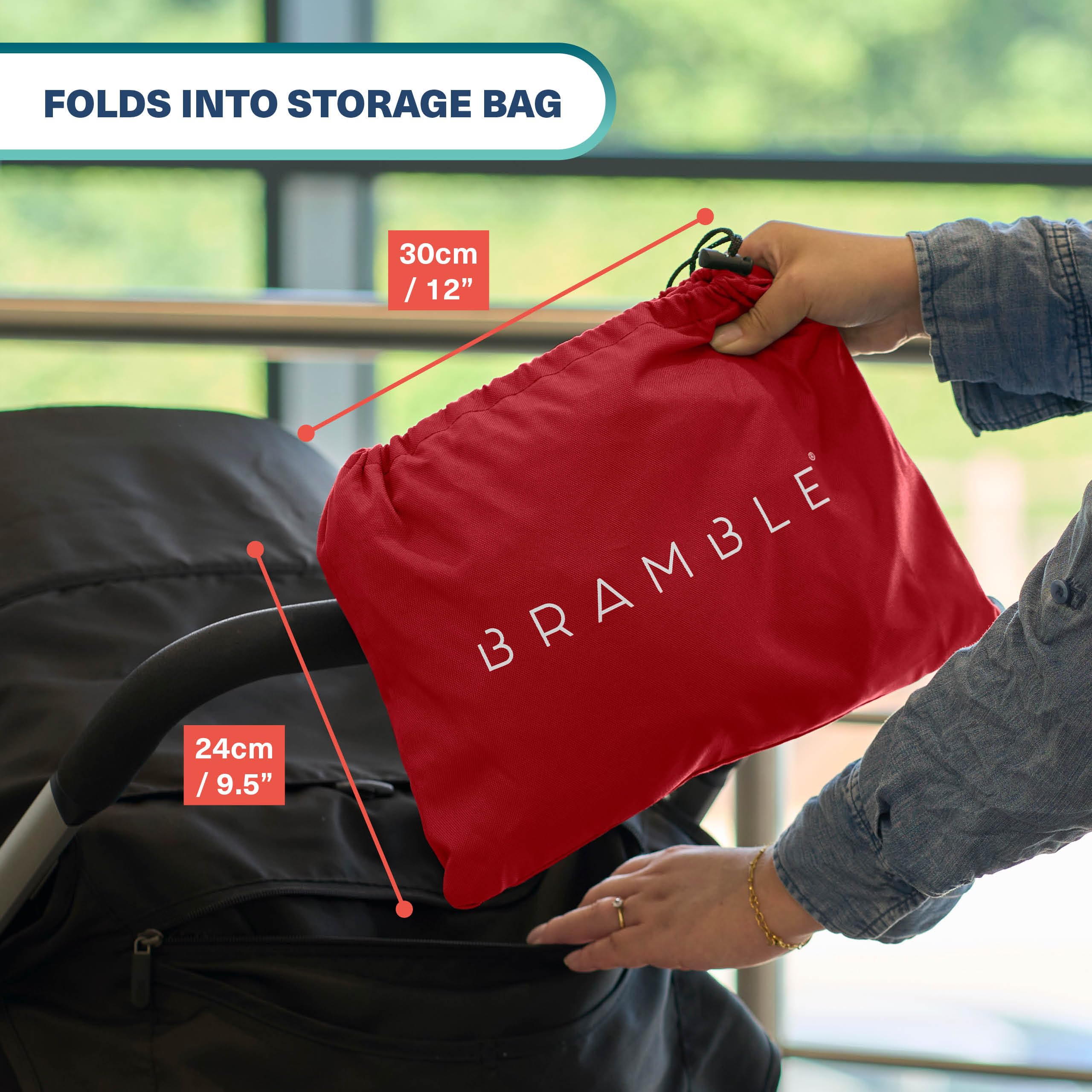 Bramble Extra Large Gate Check Stroller Bag for Airplane - Stroller Storage Bag (Red, 47", 600D Oxford Waterproof) - Double Stroller Travel Bag for Airplane, Baby Stroller Cover for Air Travel