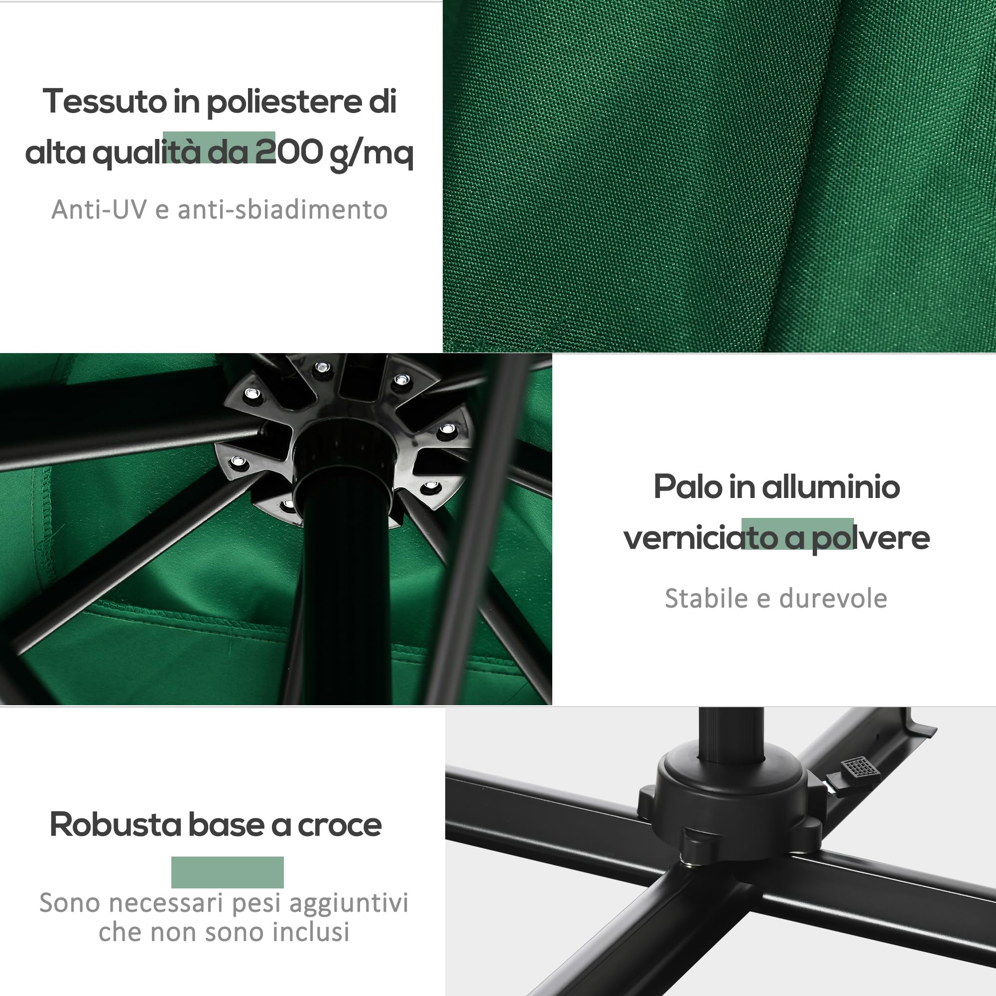 Outsunny Ombrellone da Giardino Regolabile 360 2.5x2.5 m | Angolazione Regolabile su 5 Livelli, Ombrellone Decentrato, Poliestere 200 g/m², per Patio e Terrazza