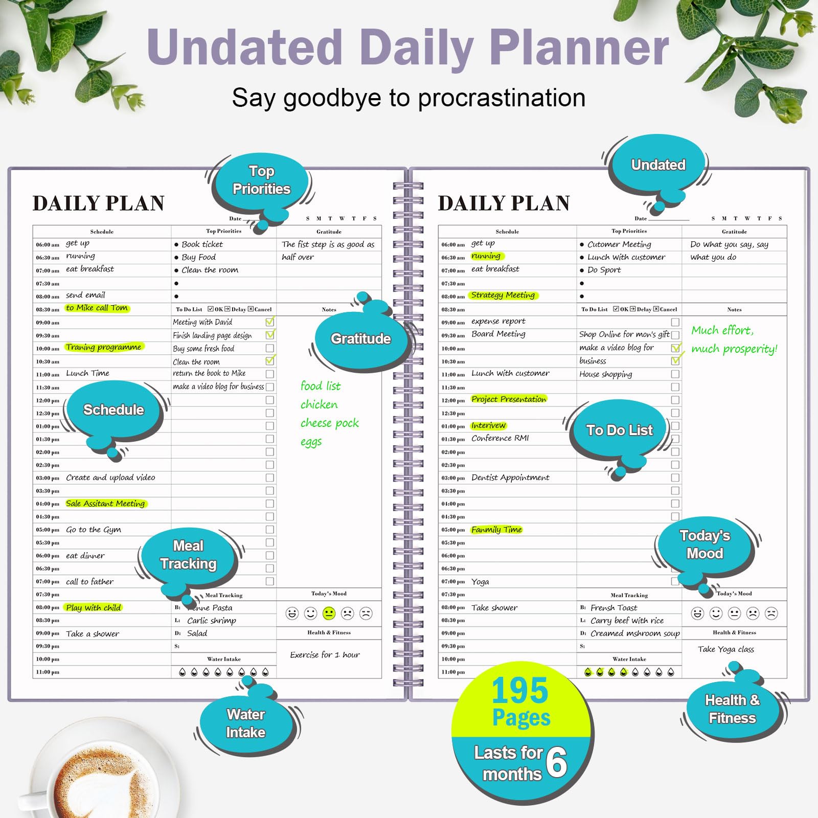 Planner Undated, Asten Daily Planner Agenda with To Do List - Image 2