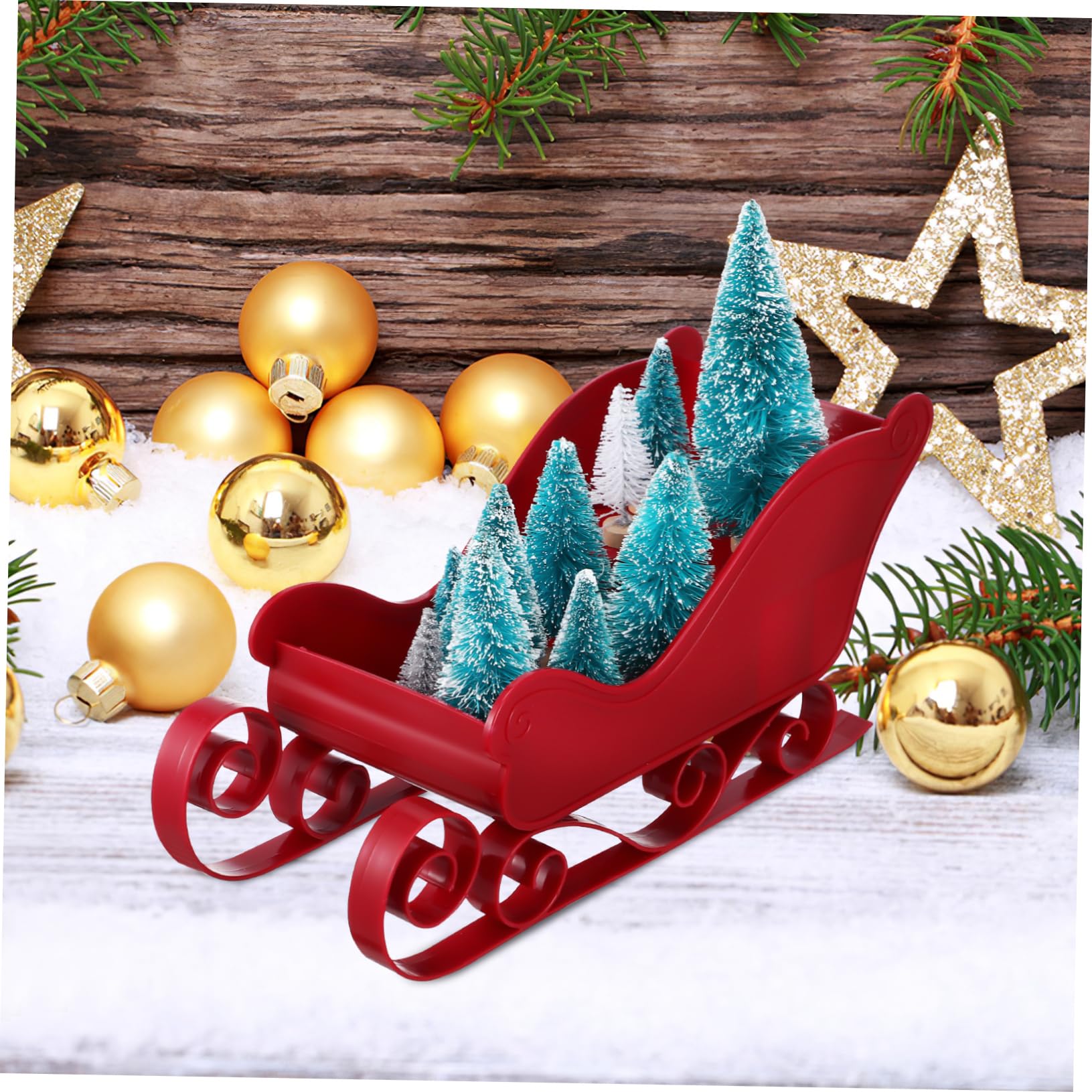 SOIMISS 3 Series Trineo De Navidad Apoyo De Trineo De Navidad Muñeco De Nieve Decoraciones Navideñas Interior Manualidades Navideñas con Trineos Día Festivo El Plastico Rojo 2 Piezas X 3