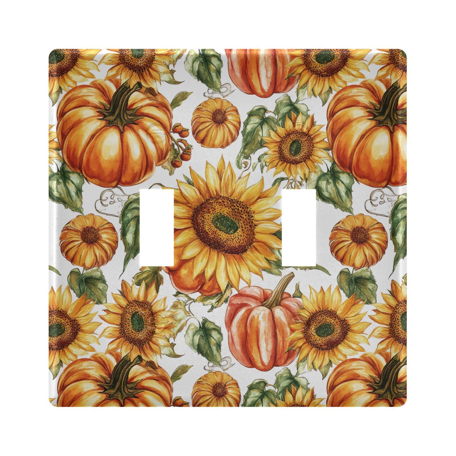UMIRIKO Thanksgiving Fall Pumpkins Sunflowers Light Switch Cover Plate Covers Decorative Double Toggle Home Decor 202b7067