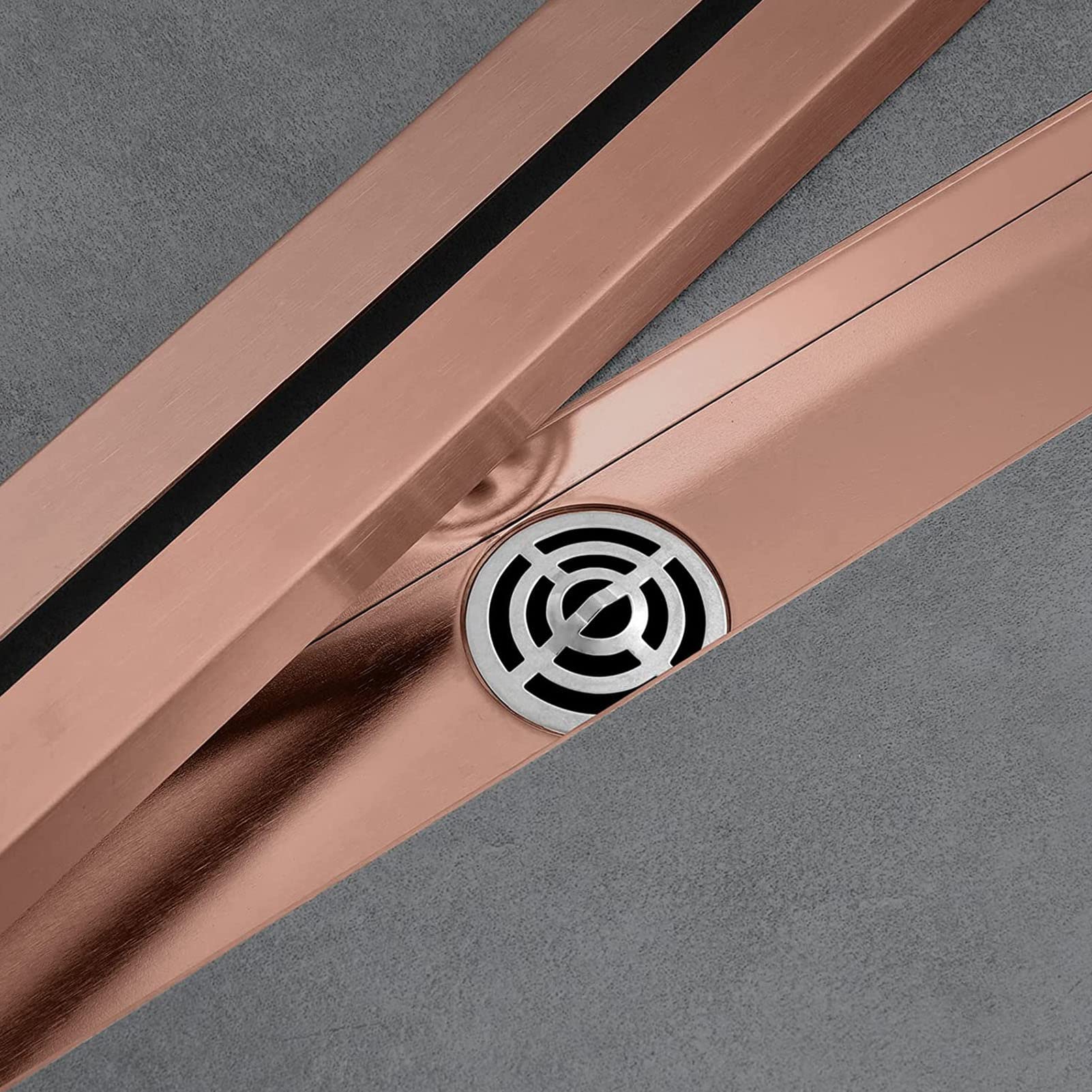 Scarico Doccia Lineare Oro Rosa 60cm, Scarico A Pavimento In Acciaio Inox Rettangolare, Scarico Doccia Con Griglia Sfoderabile, Filtra Capelli, Alta Cilindrata