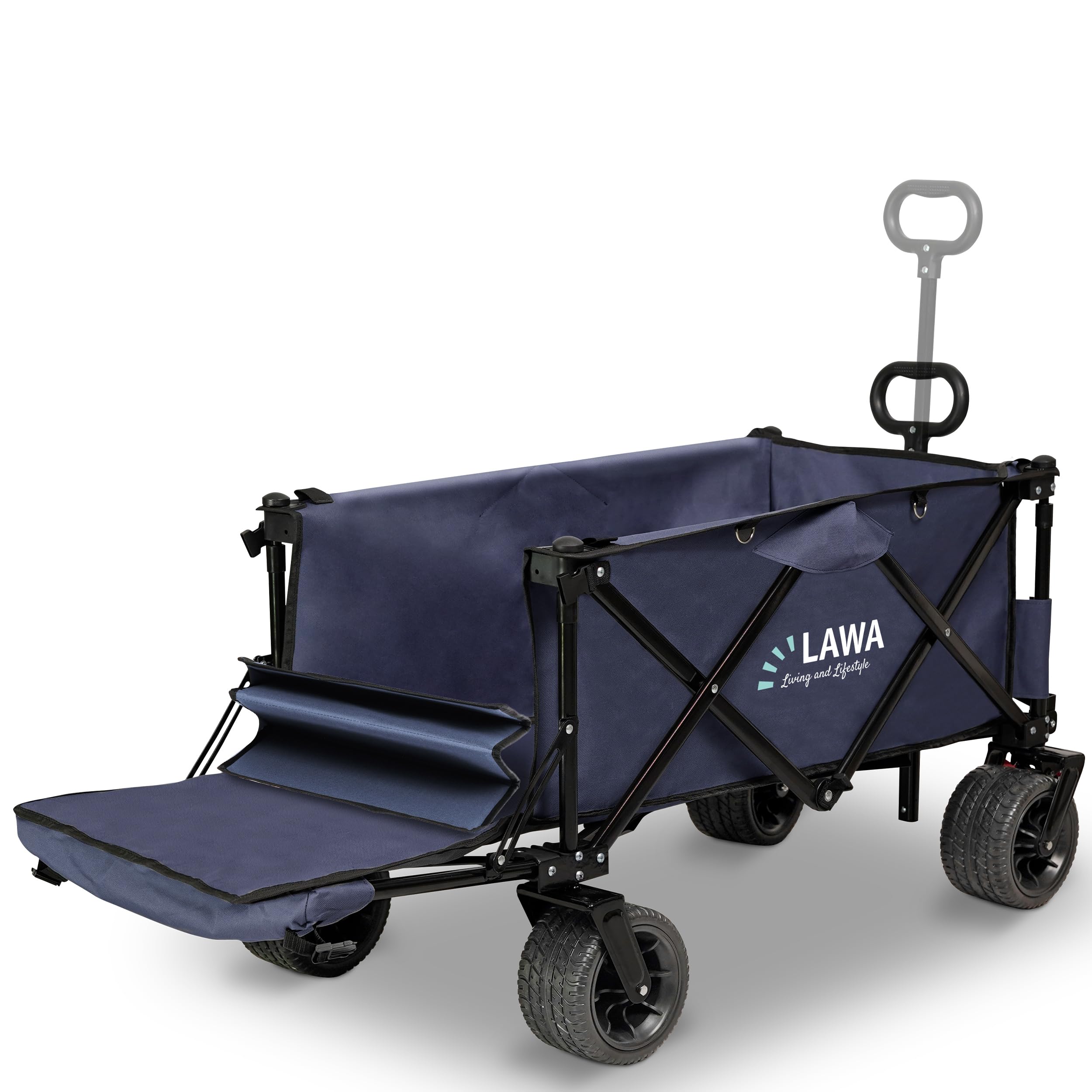 Carrello Campeggio Carro per cani carrello spiaggia bambini Carrozza da spiaggia carrello pieghevole Caricabile fino a 100 kg Pneumatici larghi Freno Portellone posteriore carro da campeggio