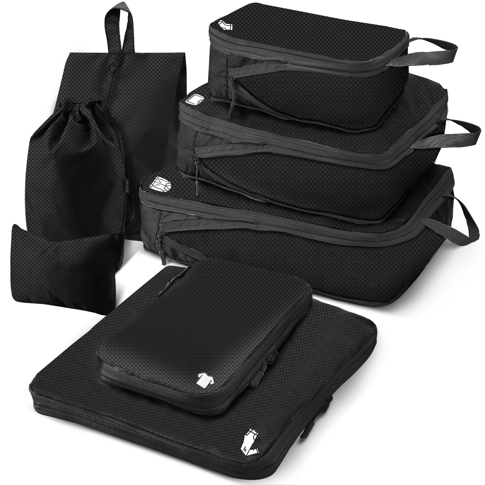 Kingdalux 8 Set Verpakking Kubussen Voor Koffer, Reisbagage Organizer Met Waszak Compressie Opslag Schoenentas Kleding Ondergoed Tas Mannen En Vrouwen 752824555