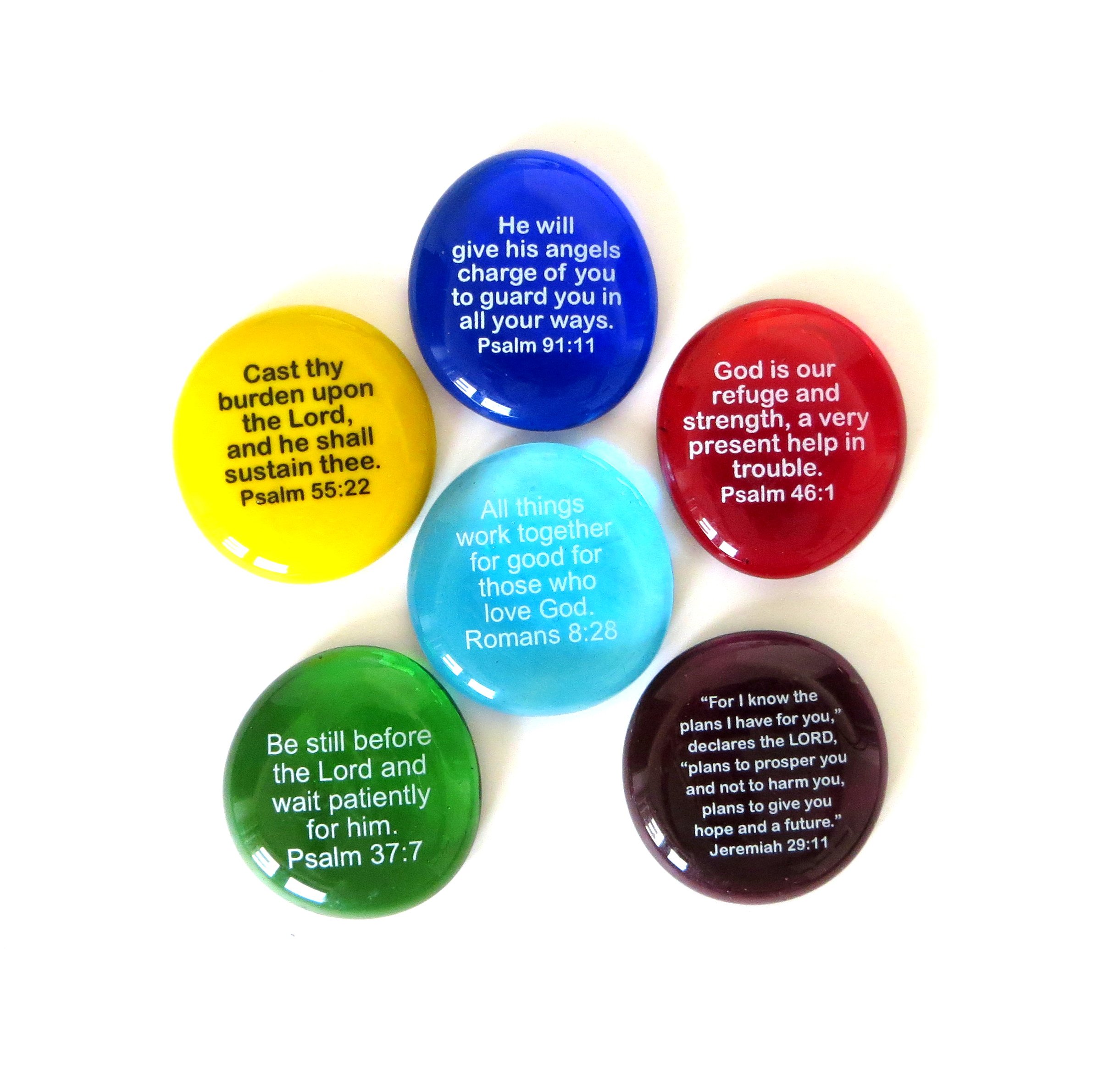 Lifeforce Glass Scripture Glass Stones,Six of Your Favorite Inspiring Bible Verses on Translucent and Opaque Rocks Packaged in a Deluxe Box Set II