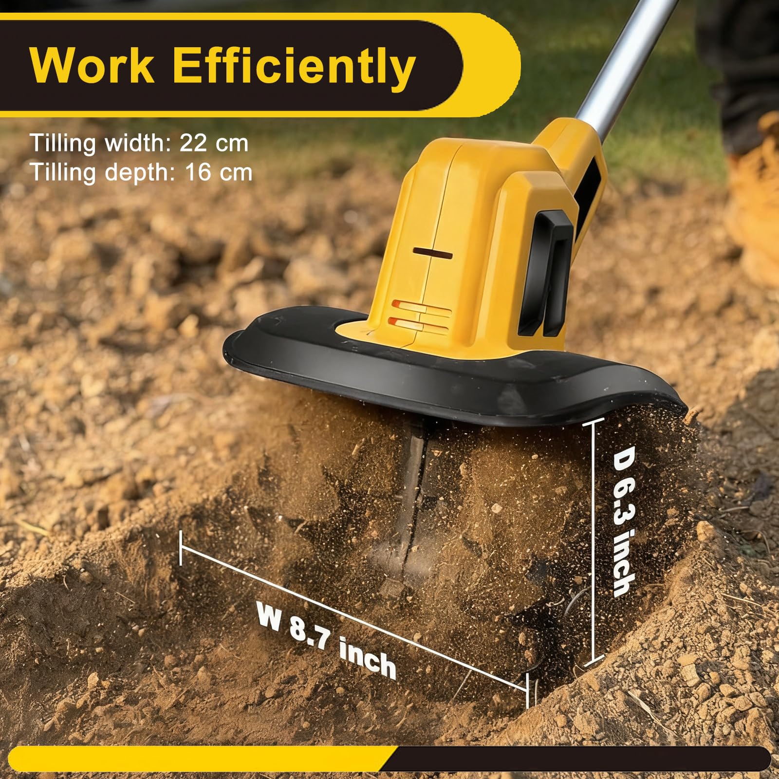 Motobineuse éLectrique sans Fil, Motobineuse Largeur De Travail 22 Cm, Profondeur 16 Cm