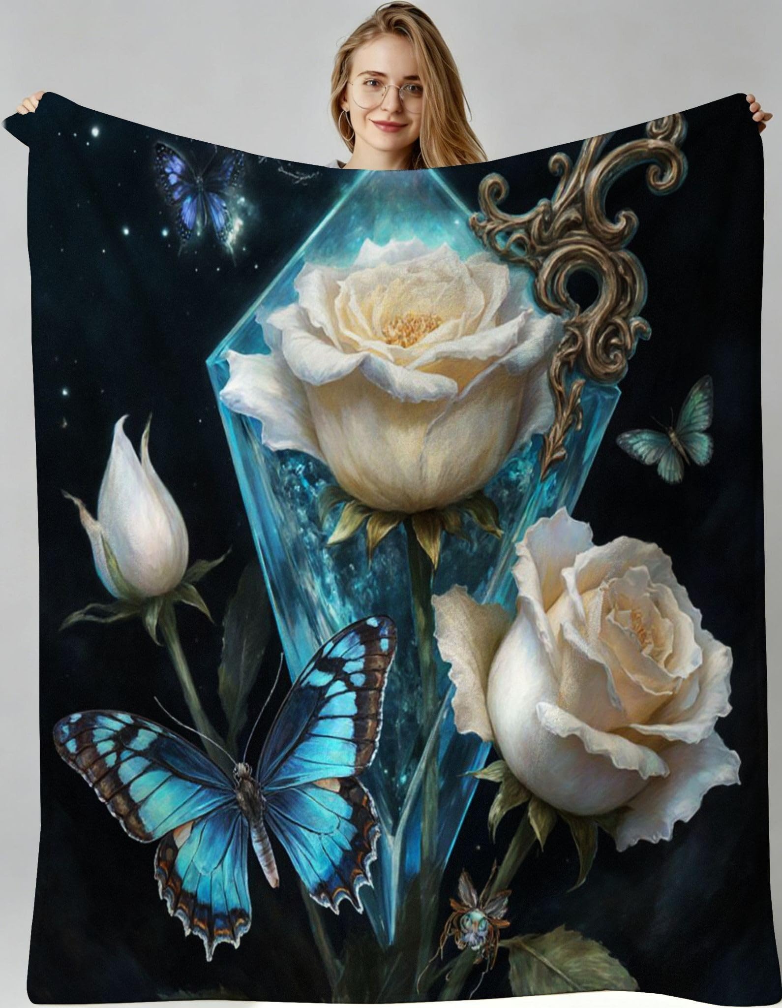 Couverture de lit décorative à fleurs colorées pour chambre ado et adulte