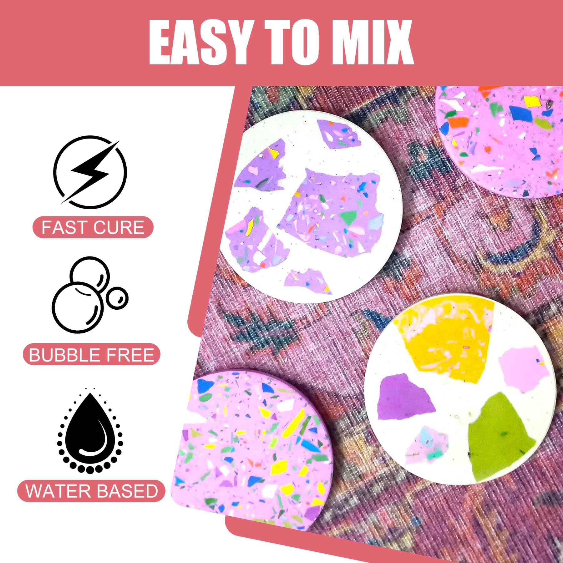 Eco Resin Casting Powder, 2800g Ceramic Resin Powders Kit with 6pcs Pigments, Fast Curing, Easy to Demold - Image 4