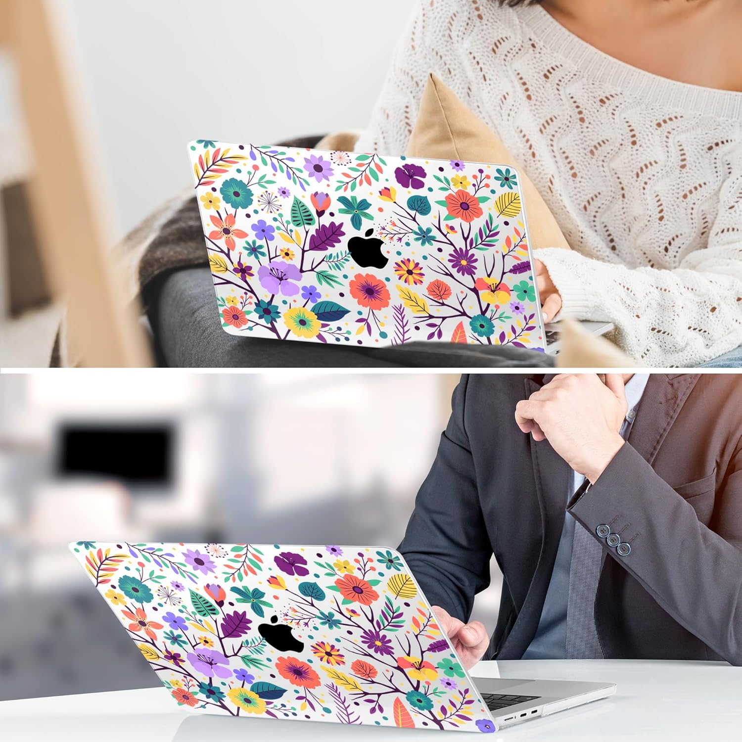TWOLSKOO for M4 MacBook Air 13.6 inch Case 2025-2022 Release M4 A3240 M3 A3113 M2 A2681, Plastic Hard Shell & Screen Protector & Keyboard Cover & Trackpad Film, Colorful Flowers - Image 7