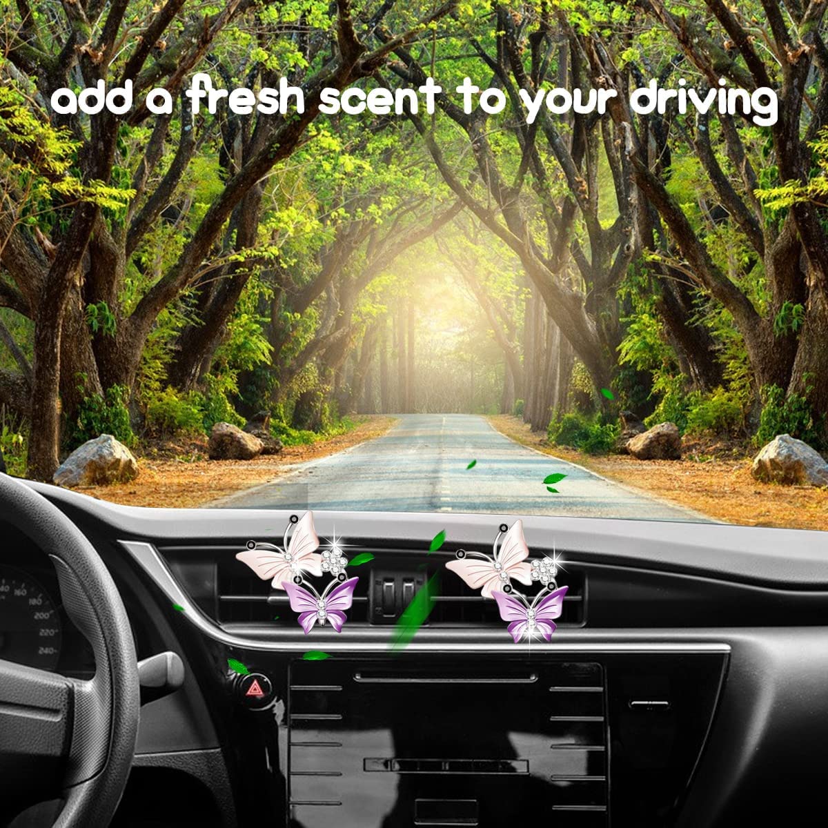 2Pcs Bling Butterfly Air Vent Clips Cute Rhinestone Car Air Fresheners Vent Clips Crystal Decoration Car Accessories for — view 5