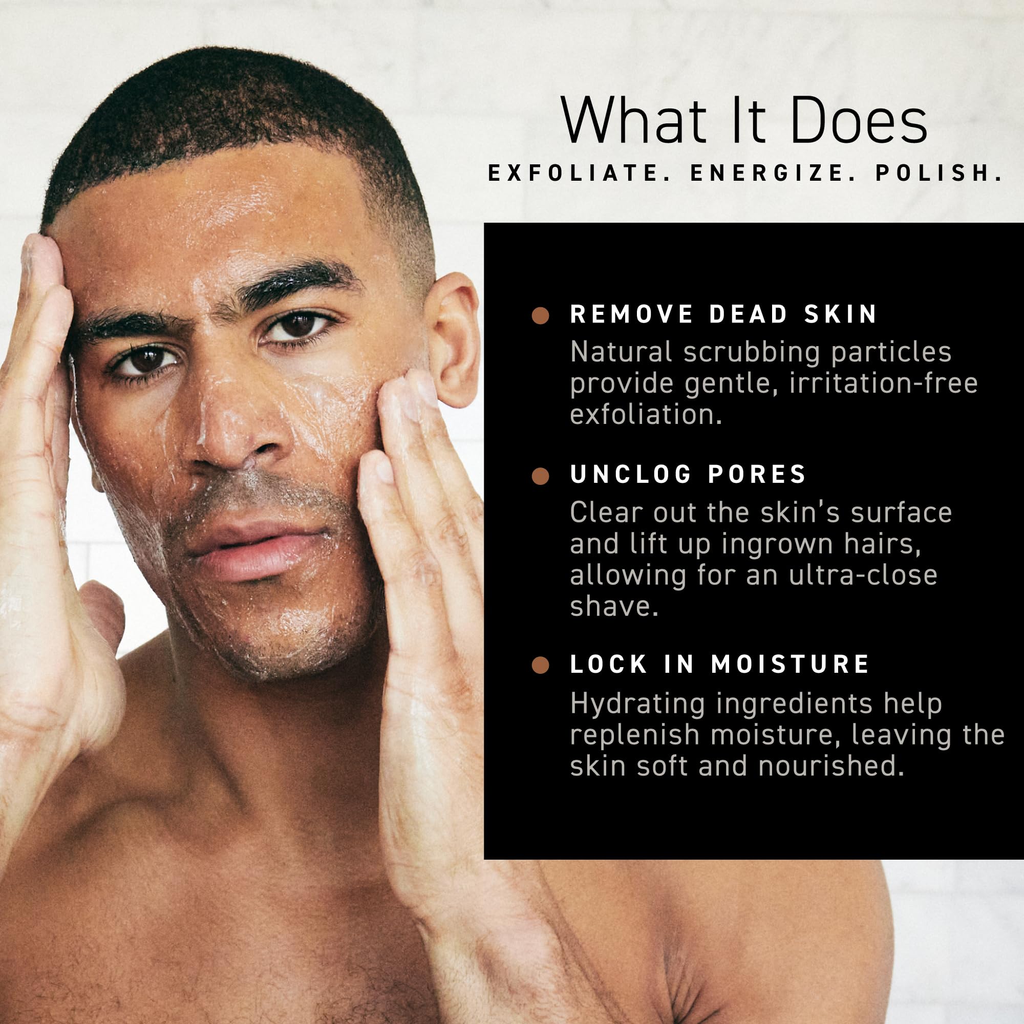Brickell Men‘s Renewing Face Scrub - Natürliches und organisches Gesichtspeeling für Männer - Porentiefe Gesichtsreinigung mit Jojoba Perlen, Kaffee-Extrakt und Bimsstein - 118 ml - Parfümiert