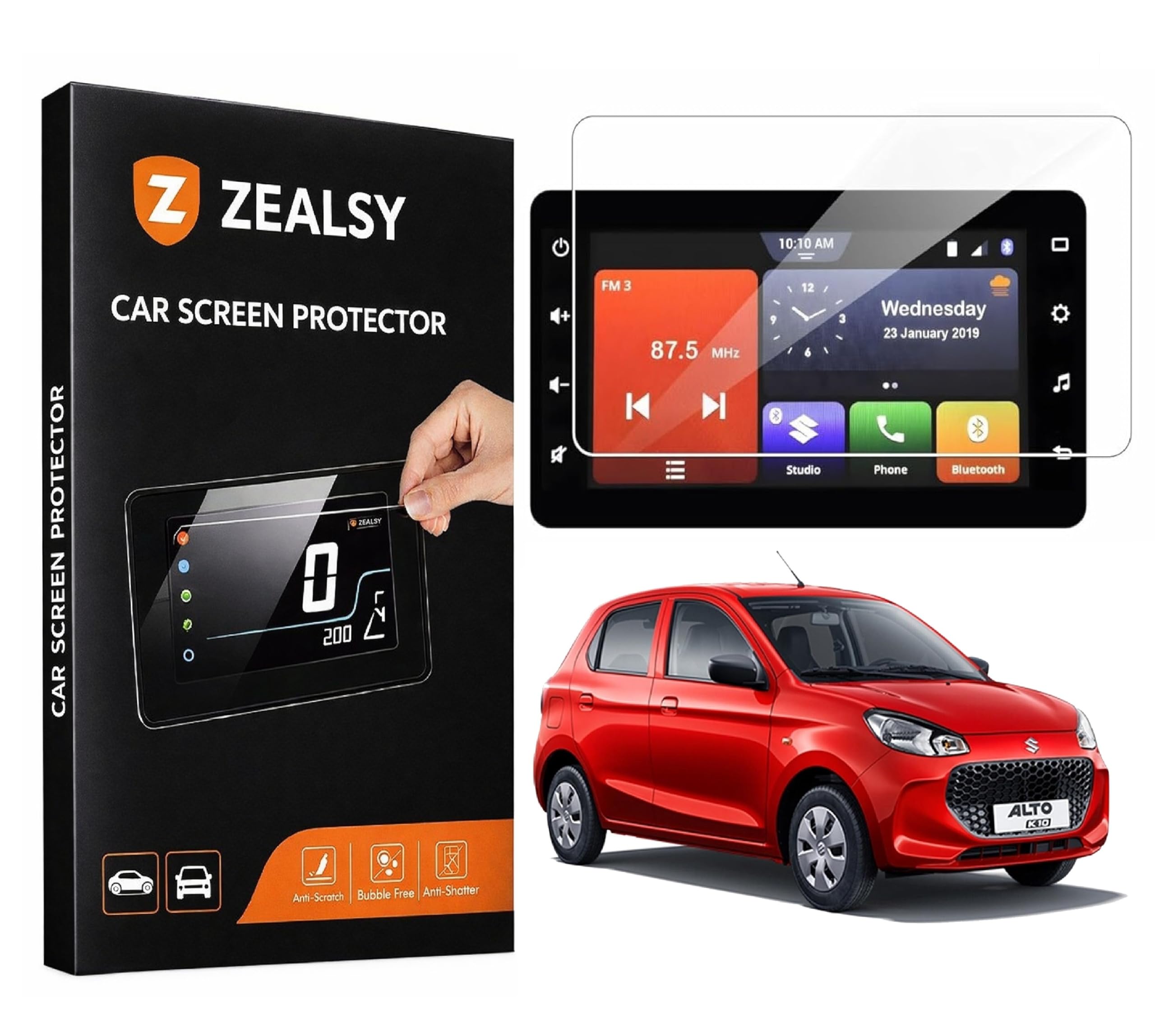 Zealsy Compatible For MARUTI SUZUKI ALTO K10 VXI PLUS 7 Inch Infotainment System Touch Screen Guard Protector Accessories - Clear (Alto K10)-image-49