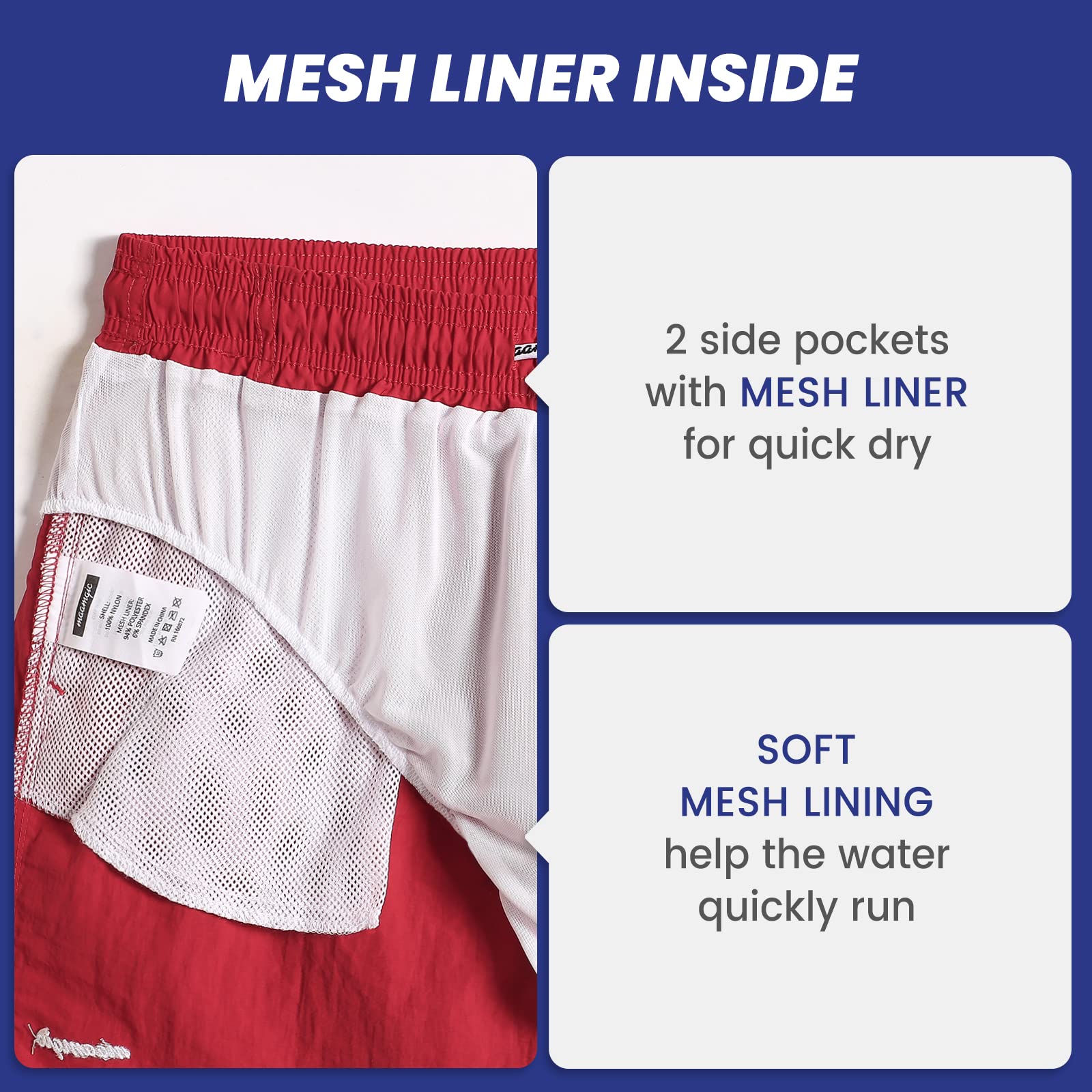 MaaMgic Mens Swim Trunks with Mesh Lining Quick Dry Mens Bathing Suit Shorts — view 4