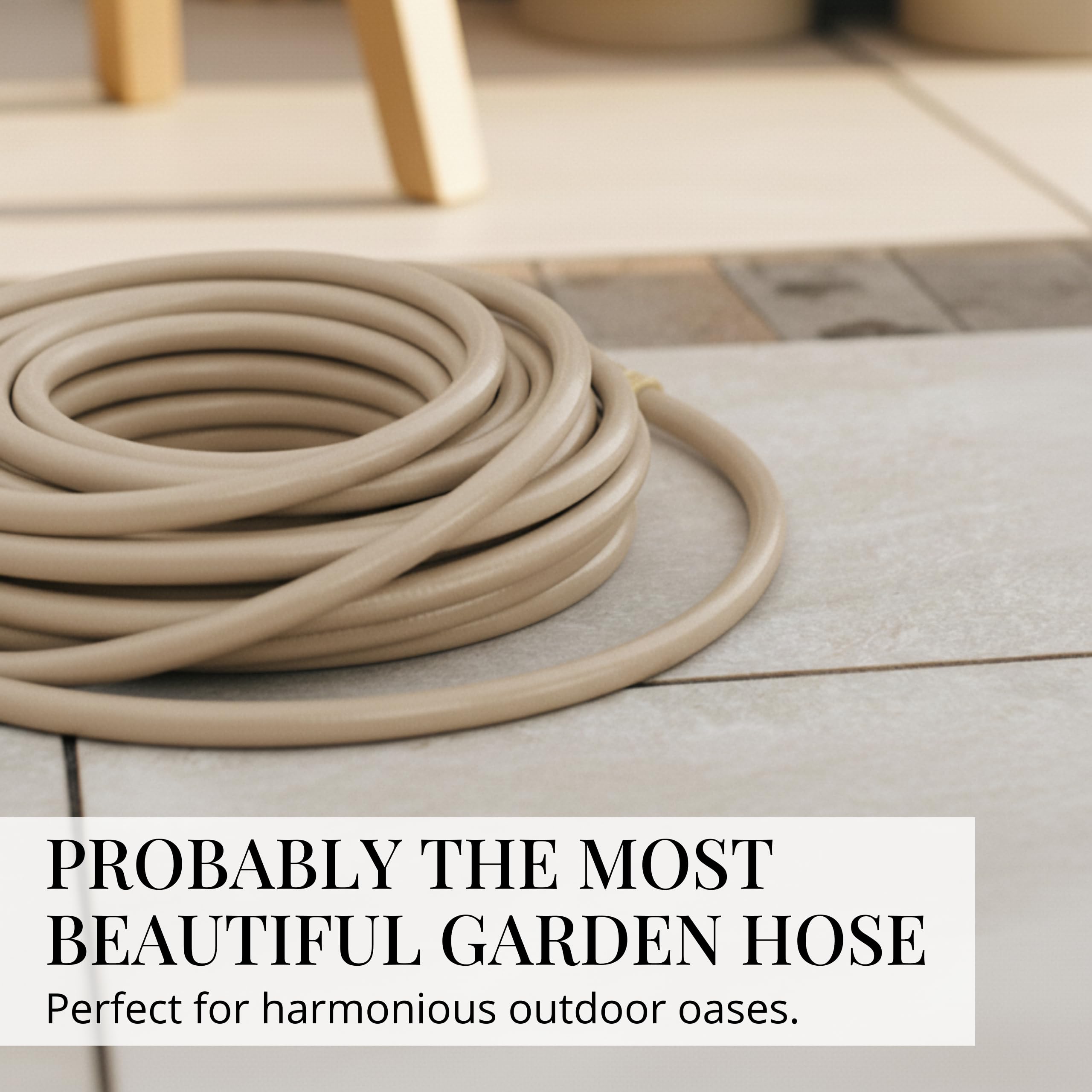 LIVLIG Manguera Jardin 30m – Manguera de Riego Flexible, 60% Reciclado, Resistente UV, Antitorcion, 1/2 Pulgada, Beige
