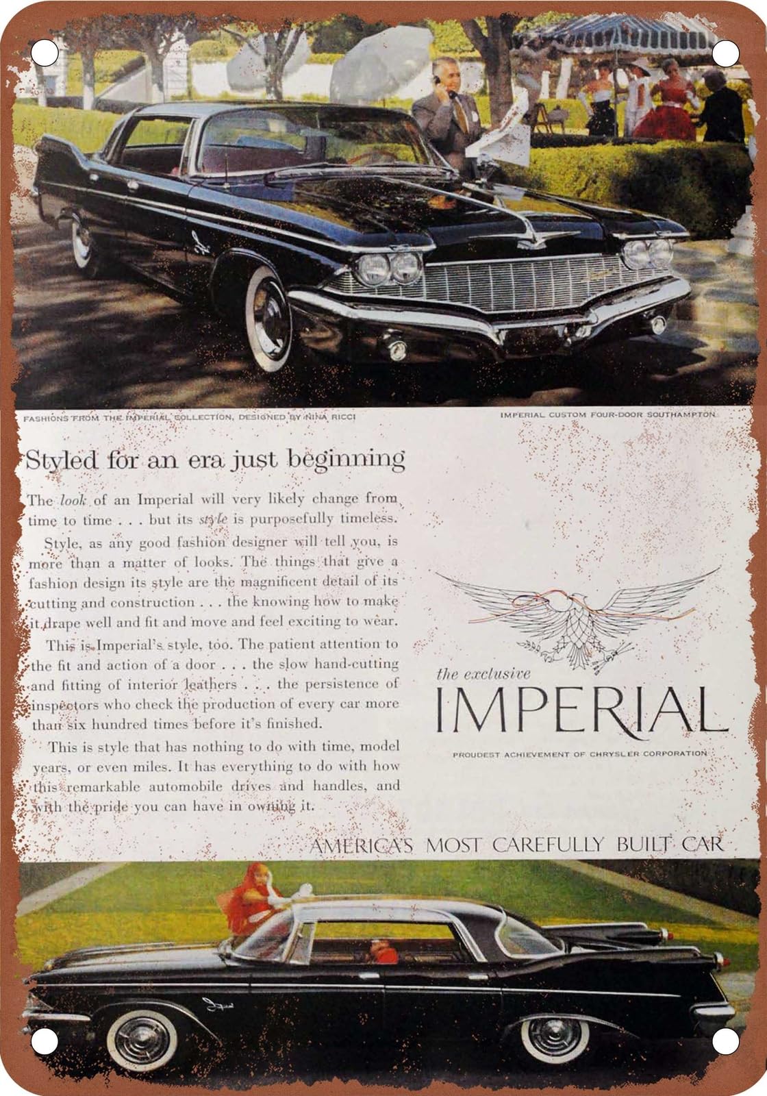 Miaomansenstore Metal Sign - 1960 Imperial Vintage Ad 11 - Old Retro Rusty Look Home Decor