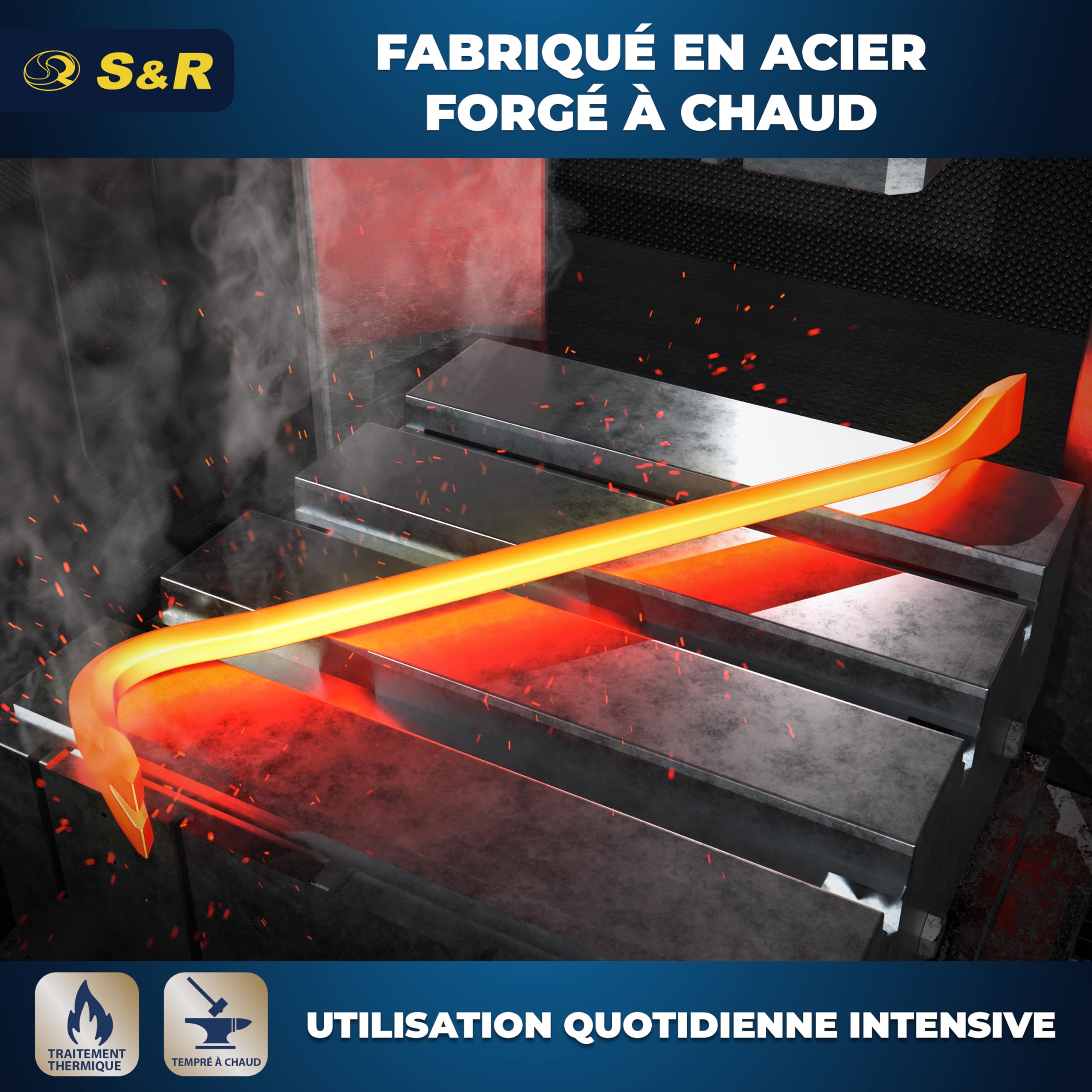 S&R 2 Pieds-de-Biche Professionnels 50 cm et 80 cm – Arrache-Clous Pied de Vache Pince à décoffrer Bois Clous Palettes et Matériaux de Construction