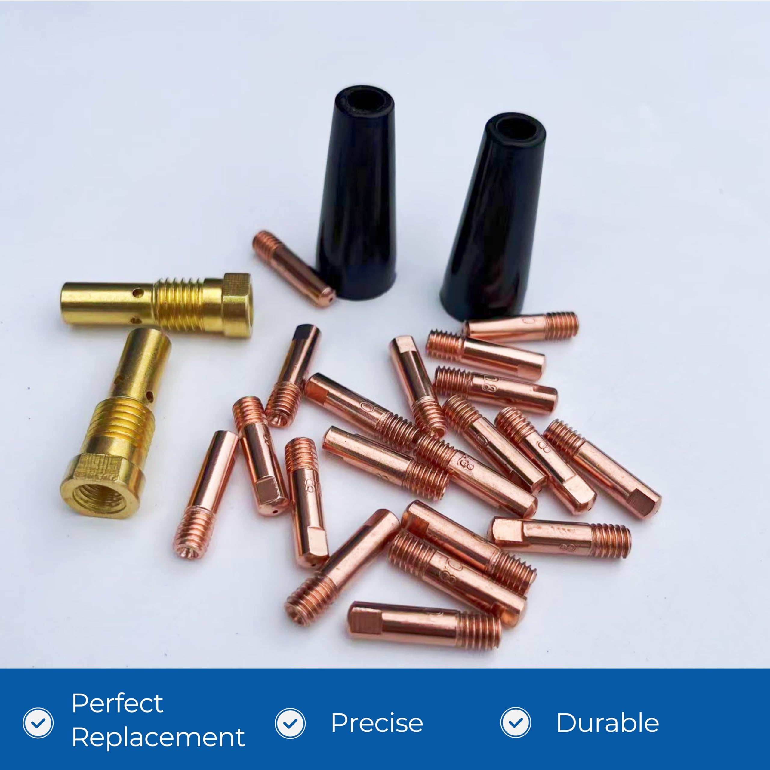 Set di 24 pezzi di accessori per saldatura senza gas, accessori per saldatura MIG, punta di saldatura 0,8 mm M6, compatibili con torcia di saldatura MIG MAG AK14 MB14 (0,8 mm)