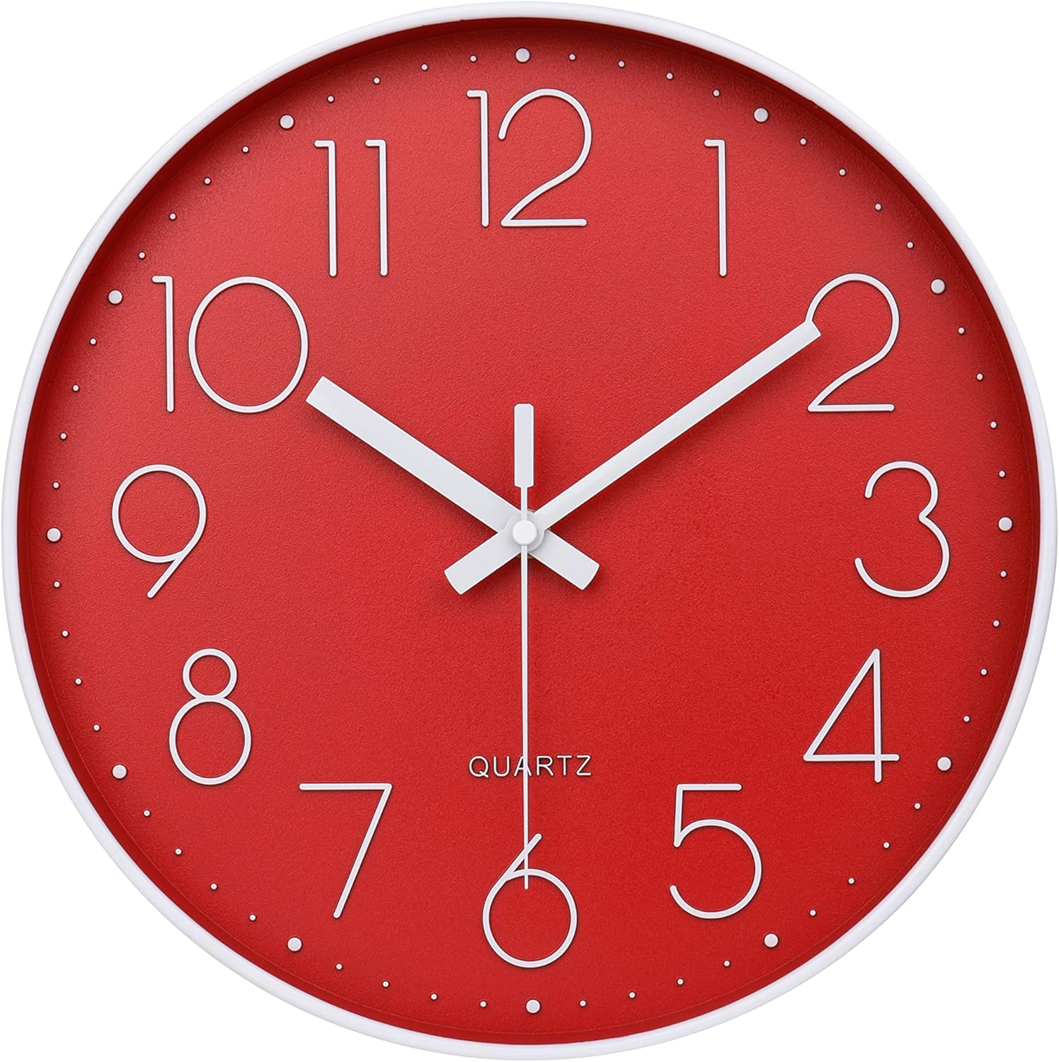 jomparis Red Wall Clock 12 Inch Silent NonTicking Battery