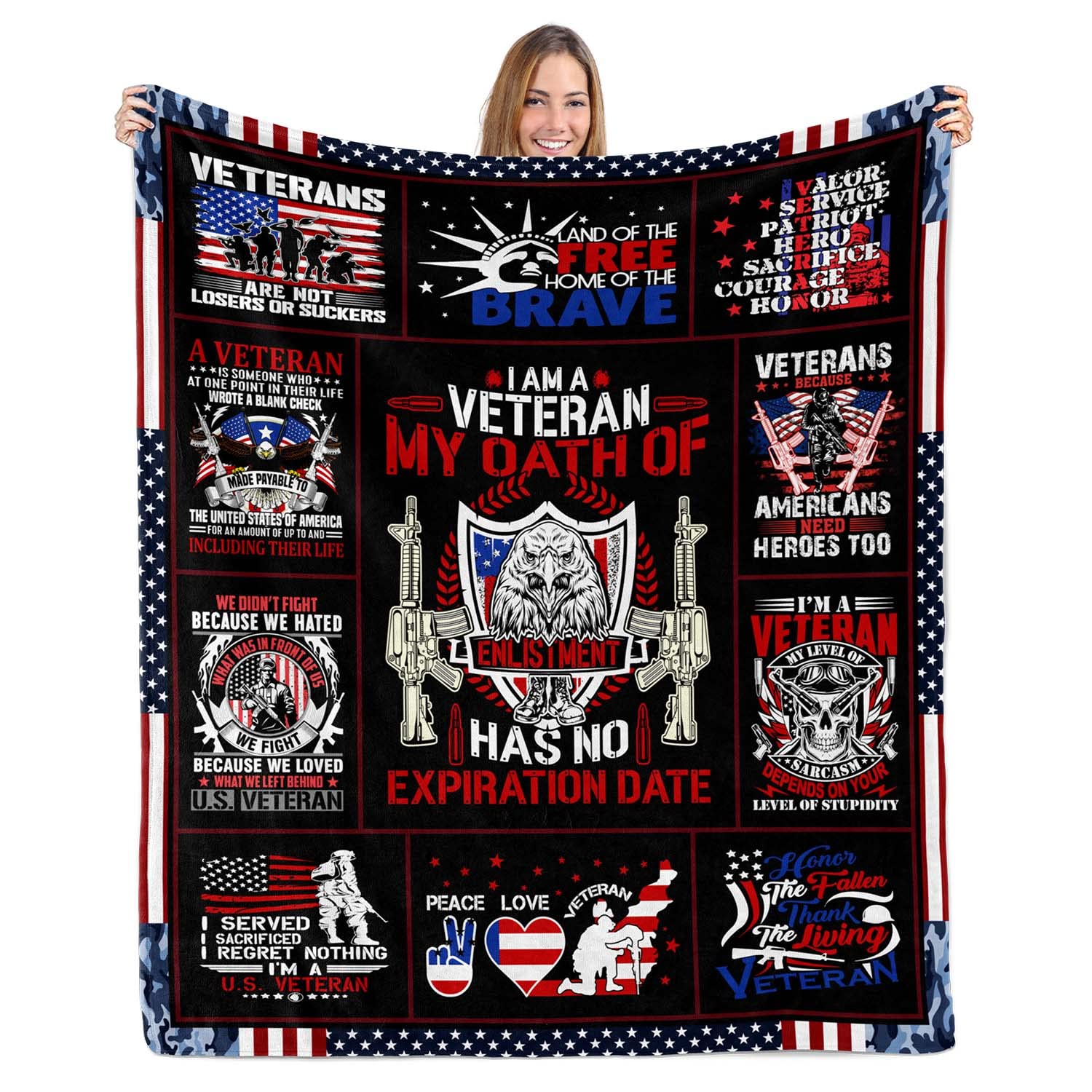 Veterans Day Gifts, Gifts for Veterans, Veterans Gifts for Men, Army Blanket, Navy Air Force Military Blankets, Vietnam Veteran Gifts, Hard Head