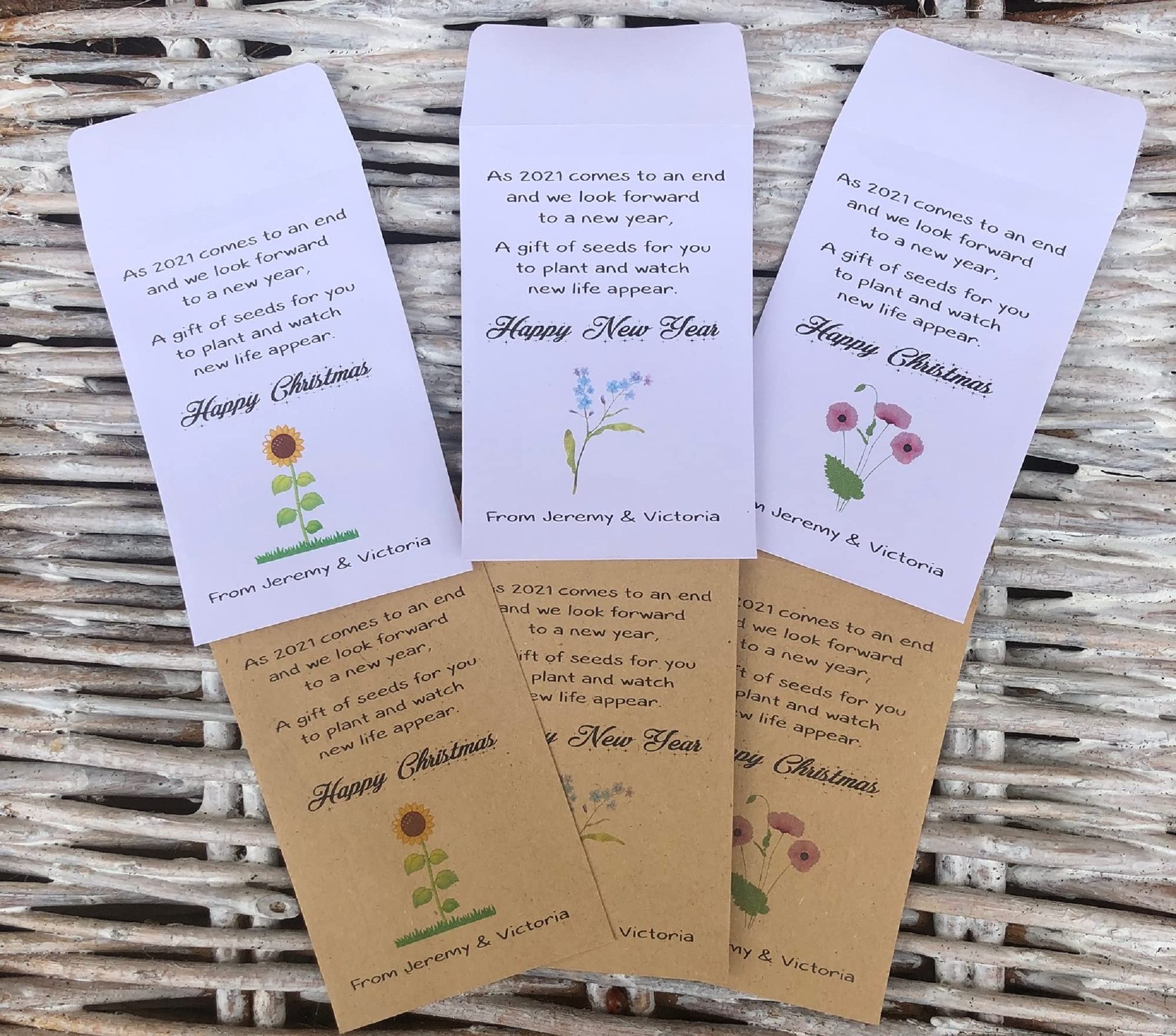 Personalised Christmas/New Year/Holidays Gift Sunflower Seed Envelopes