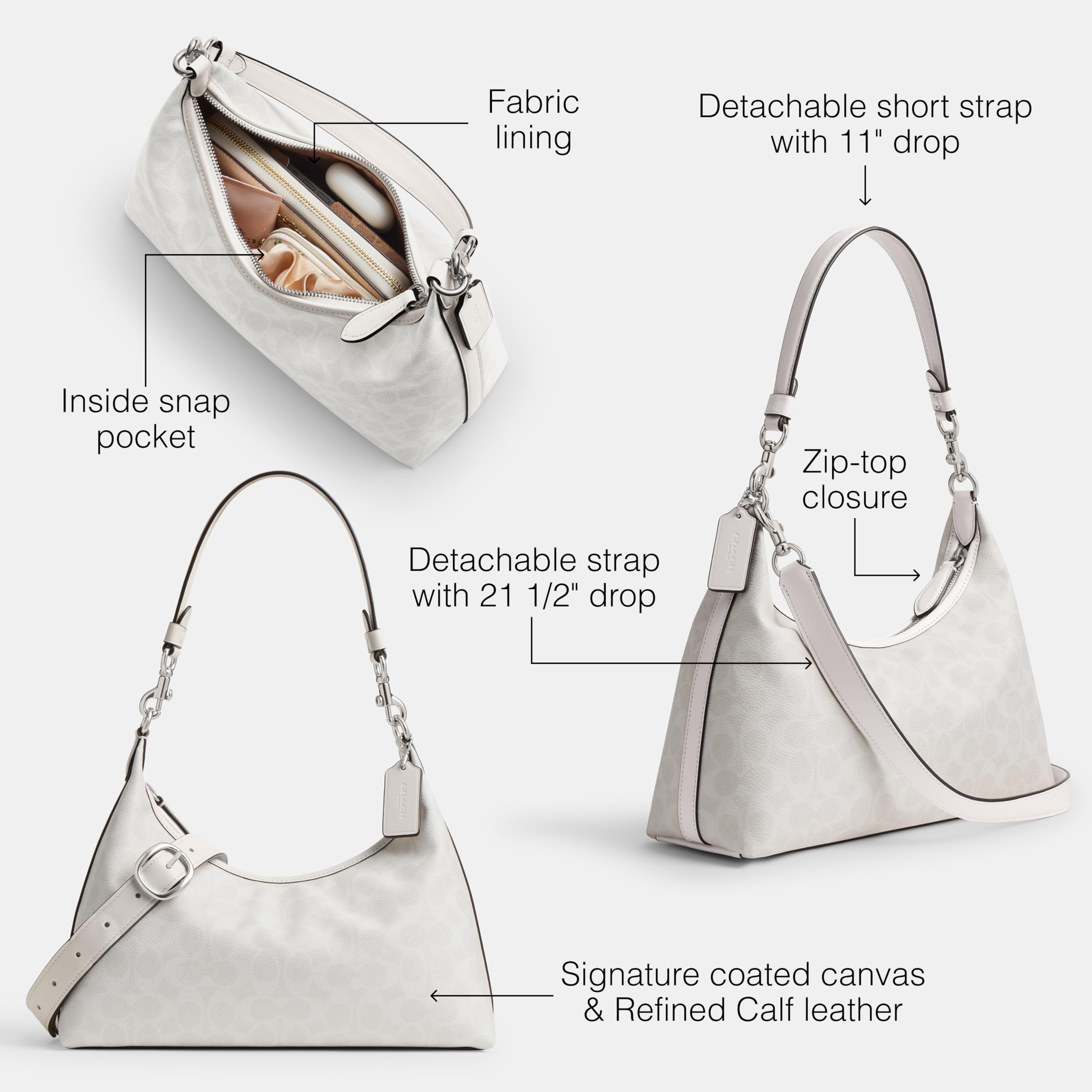 COACH Juliet - Bolso de hombro para mujer en lona distintiva, Lh/tiza blanca