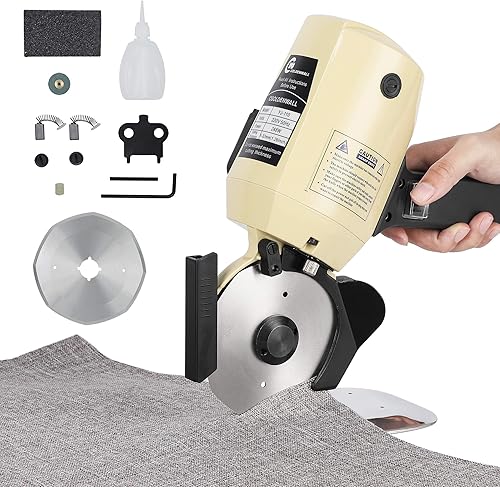 CGOLDENWALL Cortador de tela eléctrico industrial Máquina de corte de tela octágono Tijeras de tela portátil Tijeras de cuchillo circular con altura