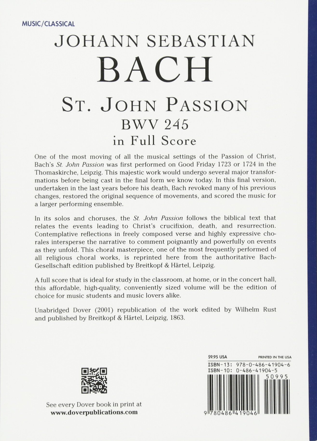 St. John Passion: Bwv 245 in Full Score