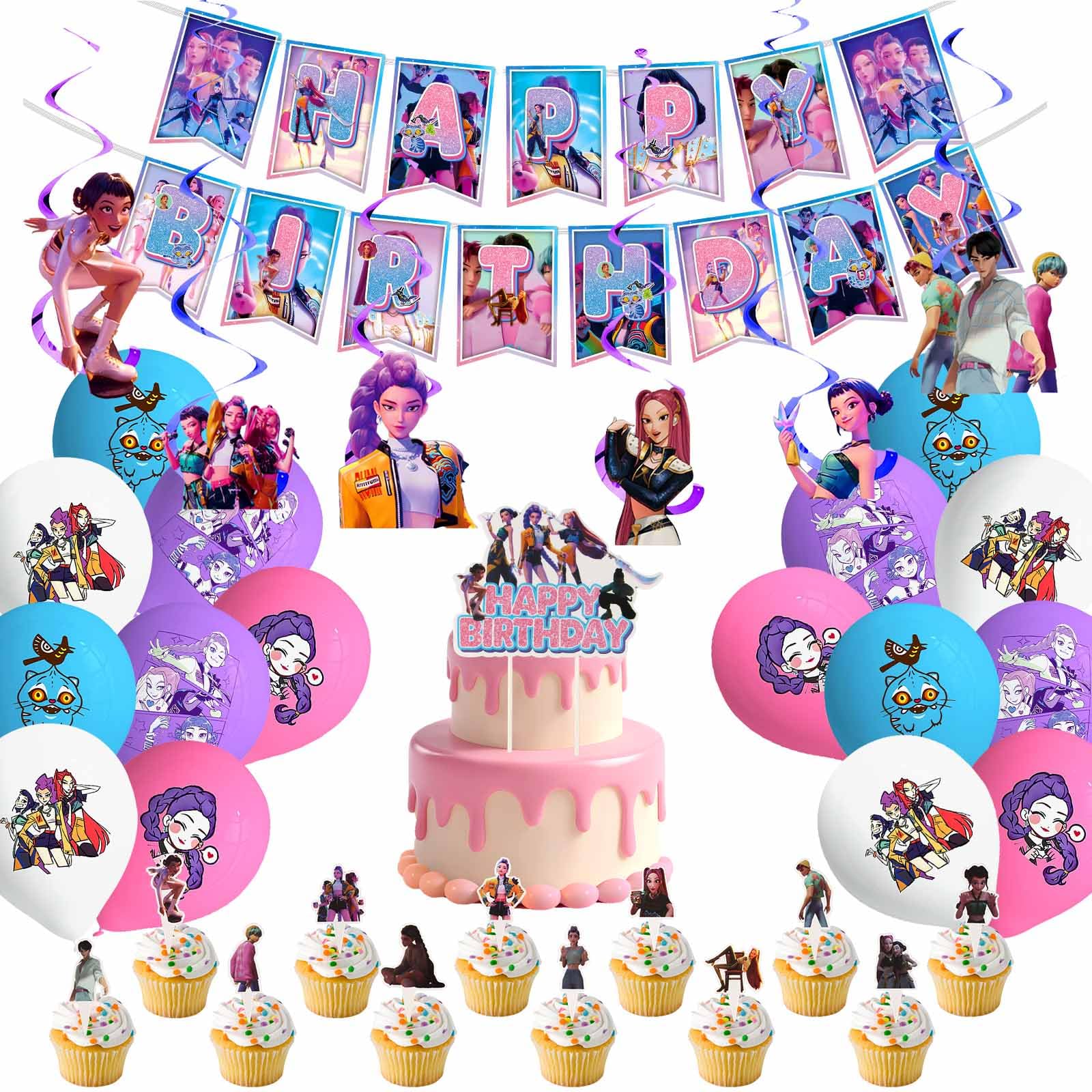 Bing Cake Topper 3 jaar, 7 Stukken Verjaardag Taartdecoratie, Cupcake Topper, Feestaccessoires, geschikt voor verjaardagsfeesten van jongens en meisjes