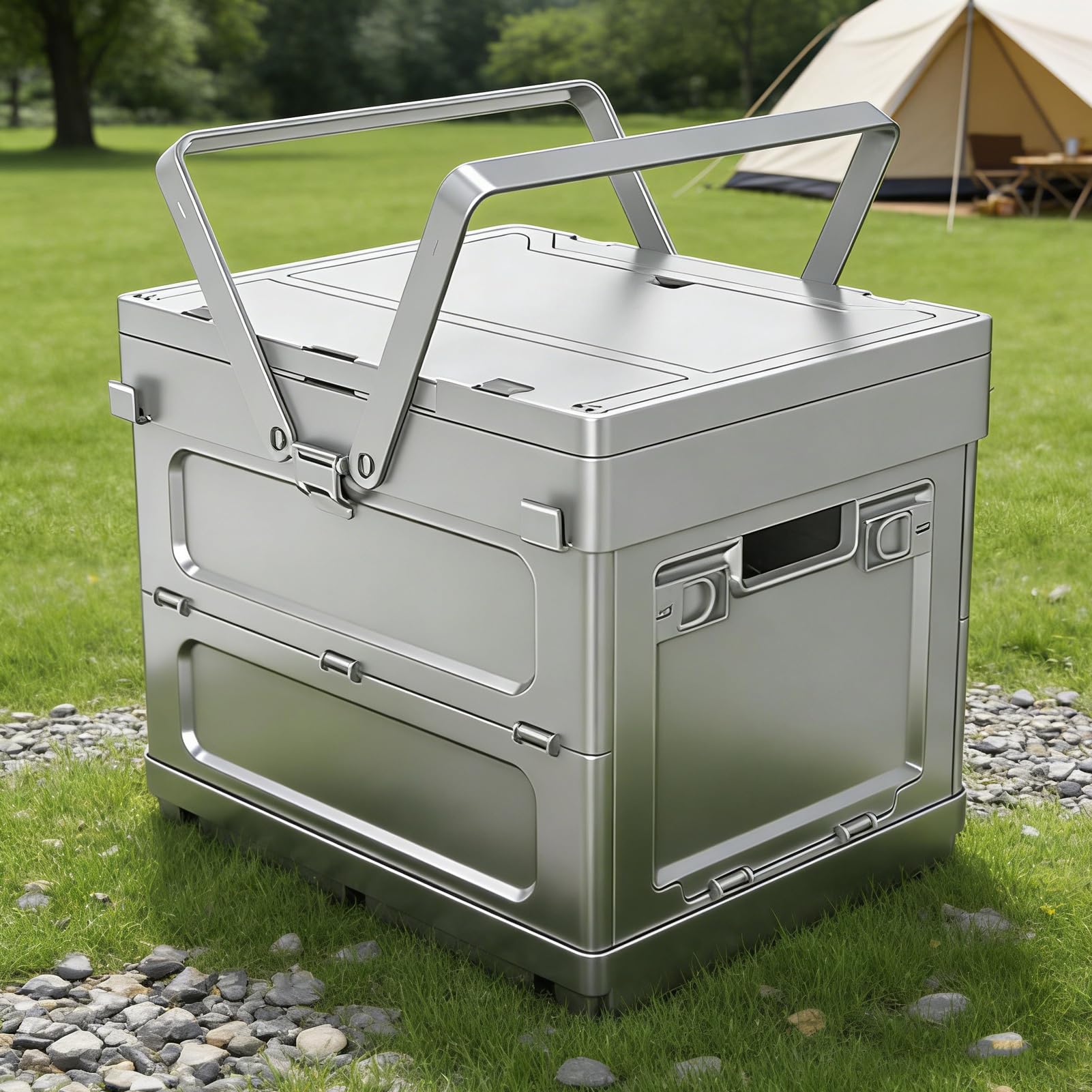 Cestas De Picnic con Asa Organizador de Almacenamiento Plegable | de Camping y Picnic con Mesa para Exteriores Viaje Senderismo Pesca Alimentos