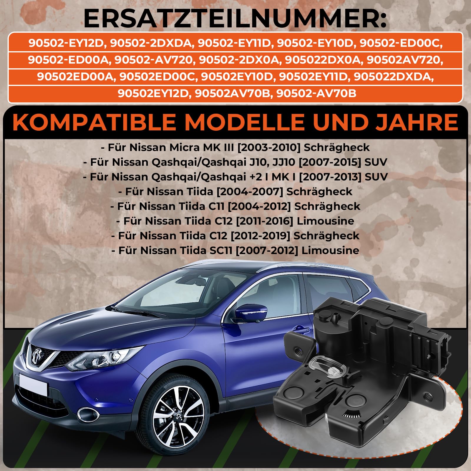 Verrouillage de hayon serrure de coffre porte serrure de verrouillage de coffre pour Nissan Micra K12 Qashqai J10 JJ10 Tiida C11 C12 SC11 SC11X 2003-2016 90502-2DX0A 905022DX0A