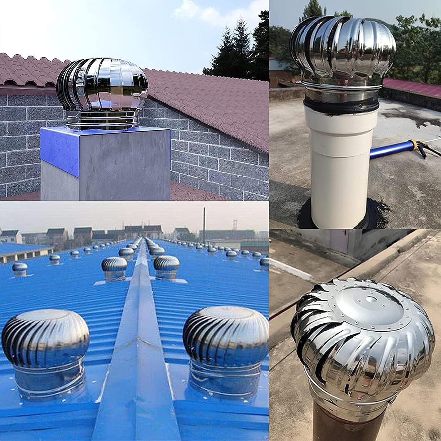 Osłona wentylacji przewodu kominowego do Restaurant Kuchnia, HVAC Dach Wentylator turbinowy do Komin, Houses Poddasze i Szopa Dach, Wodoodporna Anti-Bird Dryer Wyciąg Nasada (Rozmiar: 600mm/23.6 w)