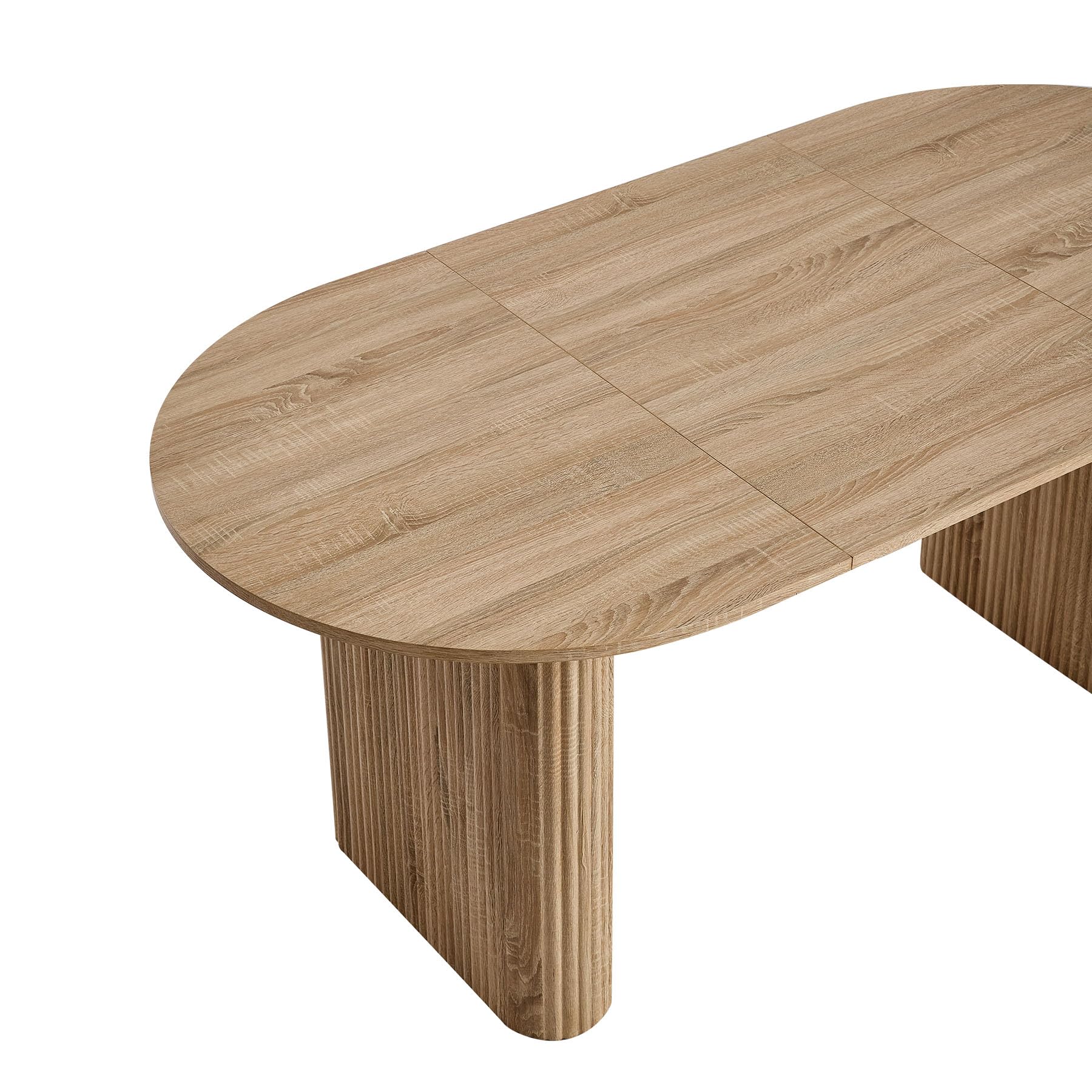 Mesa de Comedor Ovalada Grande de 180 x 90 cm, Mesa de Cocina Rústica con Tablero de MDF (Acabado de veta de Madera) y Patas Elípticas para Hogar, Restaurante y Oficina (Natural)