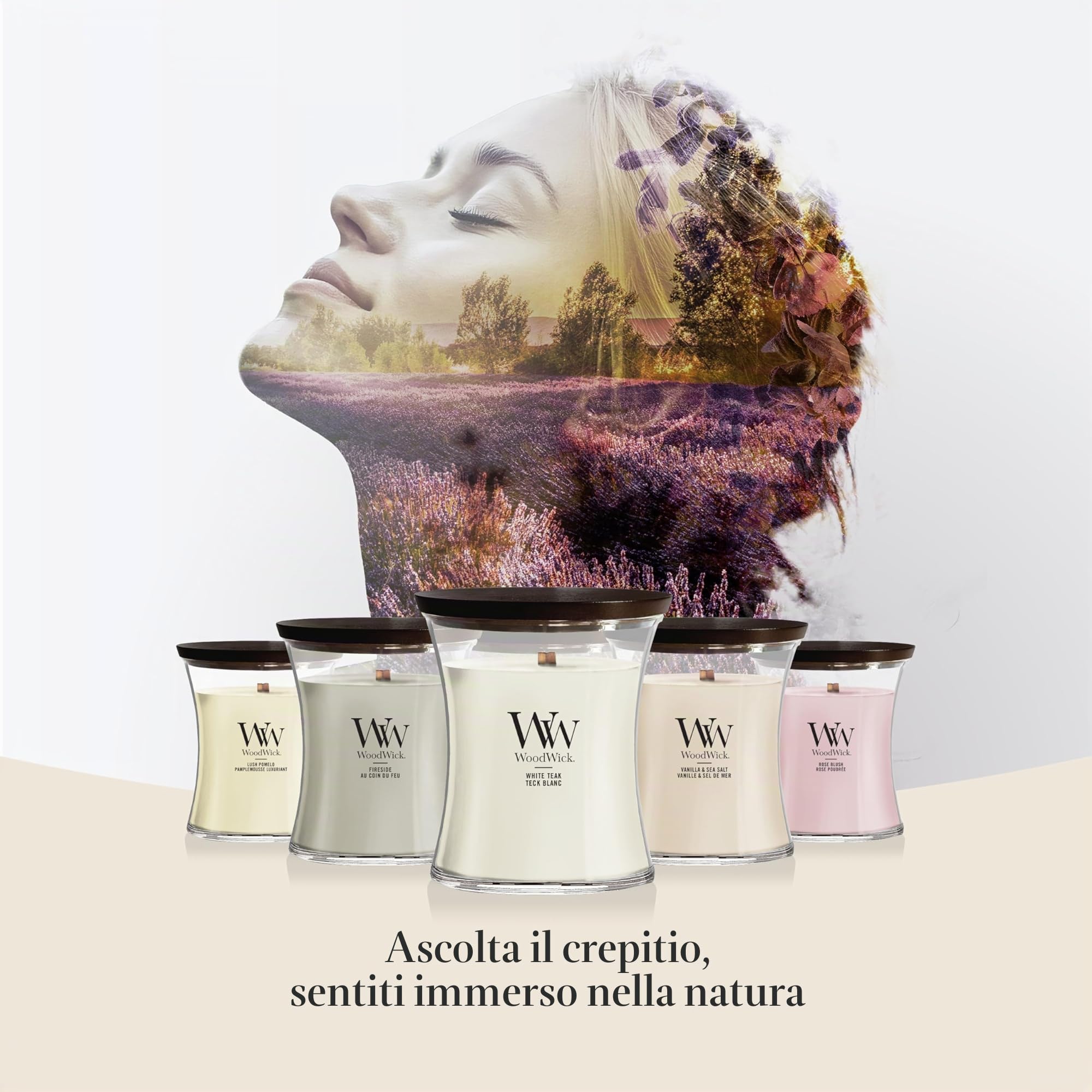 WoodWick | Candela Media | White Teak | Ottimo regalo per donne