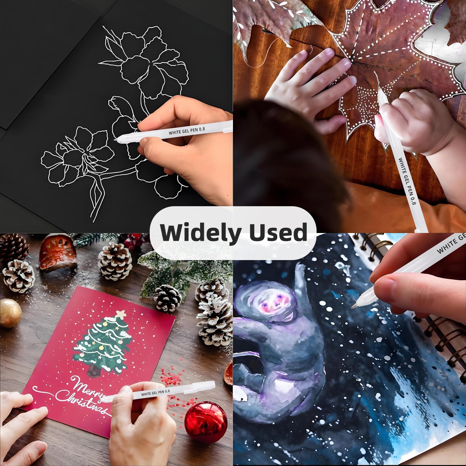 YOOUSOO White Gel Pens 6 Pack 0 8mm Premium White Ink Gel Pen For Black Paper Art Writing — view 6