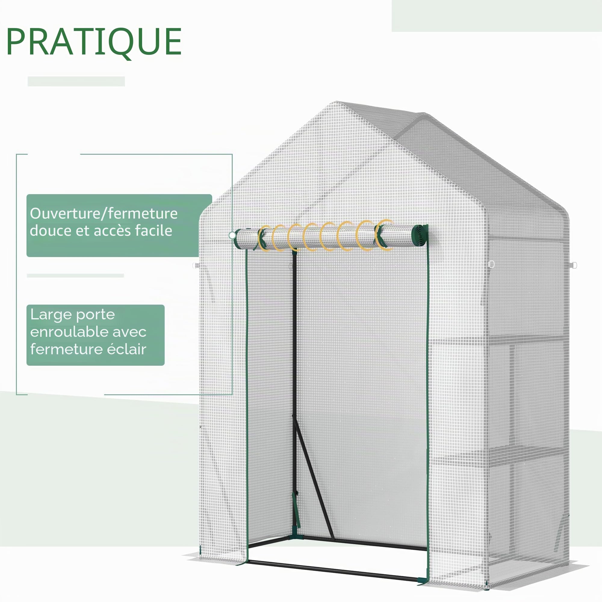 Outsunny Serre Walk-in Portative 2 Niveaux 143x73x195cm Vert