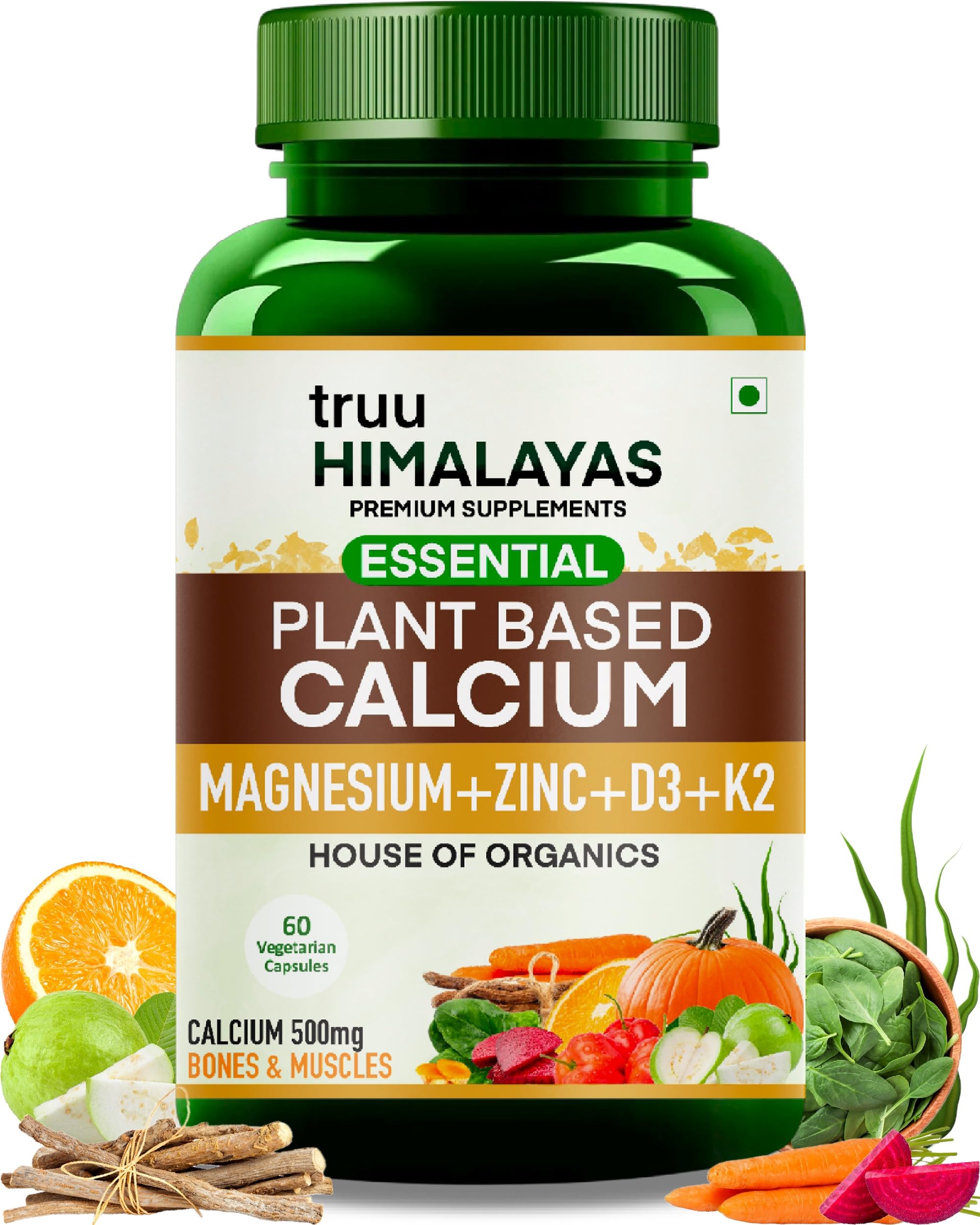 truu Himalayas 500mg Plant Calcium Magnesium Zinc Vitamin D3 + K2 for Joint Support & Bone Health - Plant Based Supplement - Made with Natural Ayurvedic Herbs & Plant Extracts - 60 Capsules (B0CH1QX3PV) Amazon Price History, Amazon Price Tracker