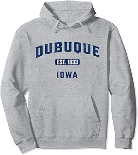 Visit Dubuque Iowa Vintage Athletic Souvenir Pullover Hoodie