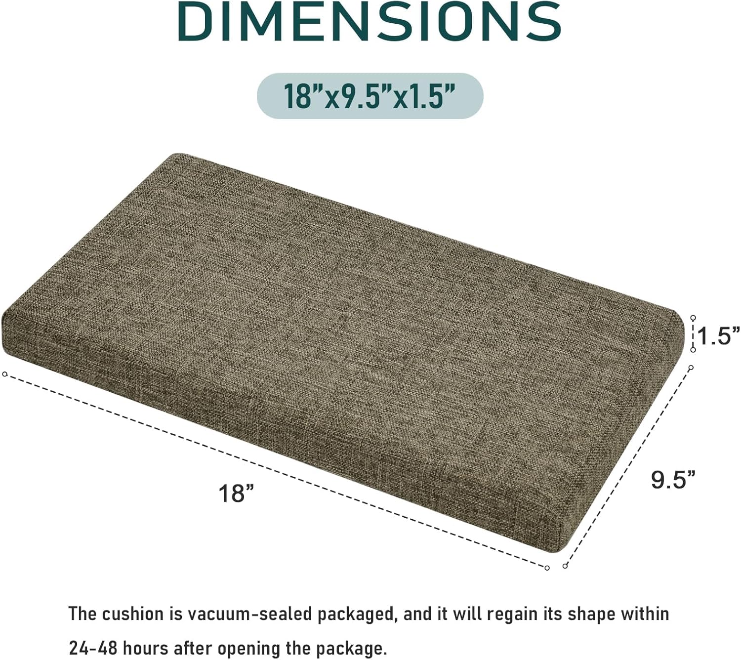 baibu Set of 2 Memory Foam Rectangle Bench Stool Cushion, Dual-Layer Design Non-Slip Saddle Stool Pads Bar Stool Cushion with Machine Washable Cover - Only 2 Pads (Brown, 18x9.5x1.5in)