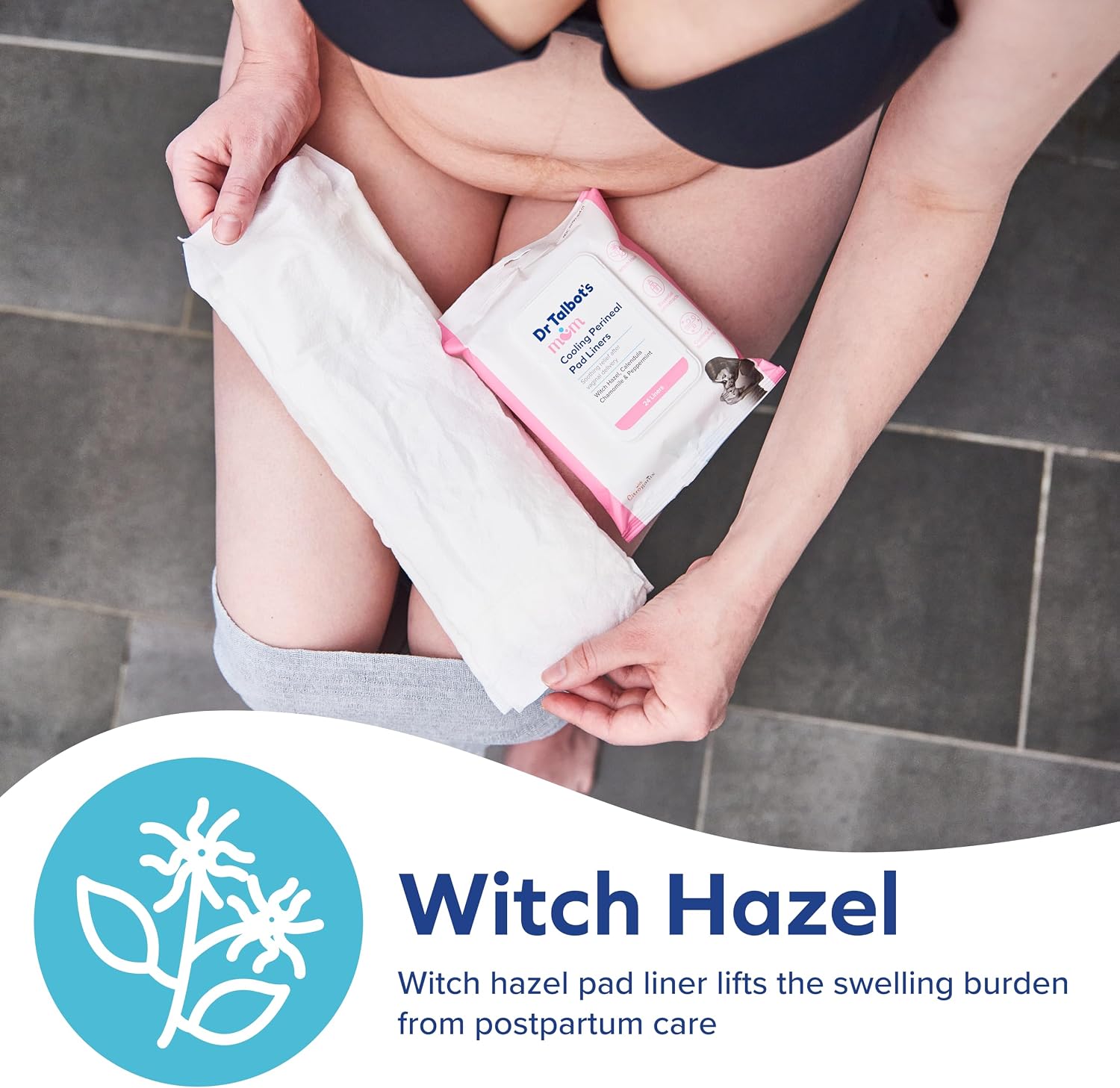 Dr. Talbot's Mom Witch Hazel Perineal Pad Liners - Quick Cooling Relief for Postpartum Care - 24 Count image 2