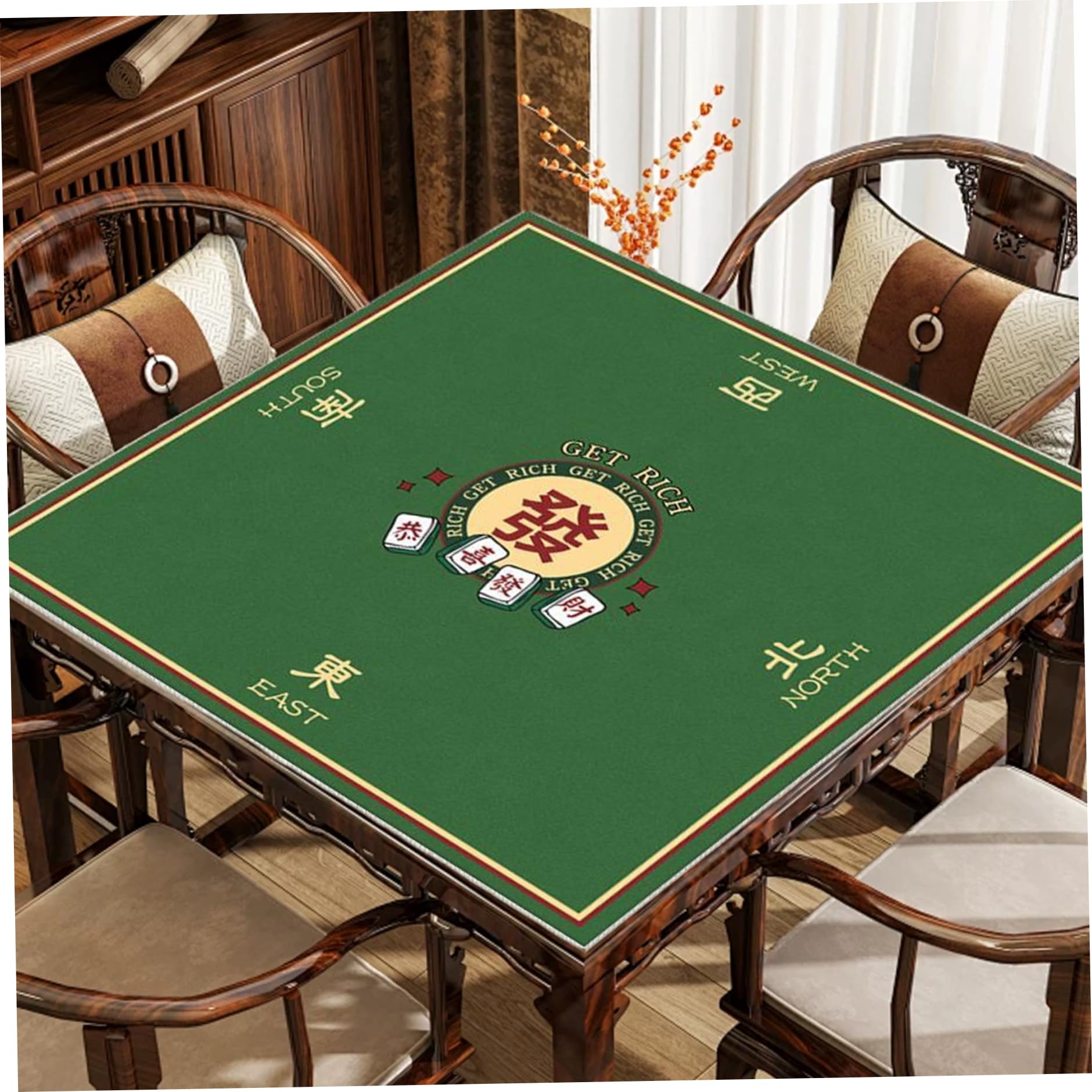 Tapete de Mahjong de 81 x 81 cm, Antideslizante, con reducción de Ruido, Enrollable, para Mahjong, póker, Cartas, Juegos de Mesa y fichas.